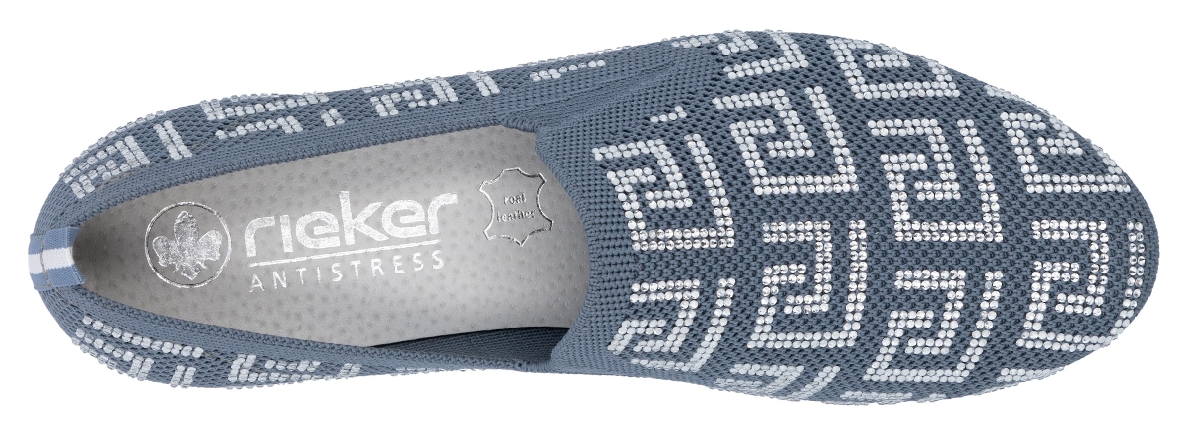 Rieker Slipper  Halbschuh, Schlupfschuh, Blockabsatz, Loafer mit Glitzersteinchen