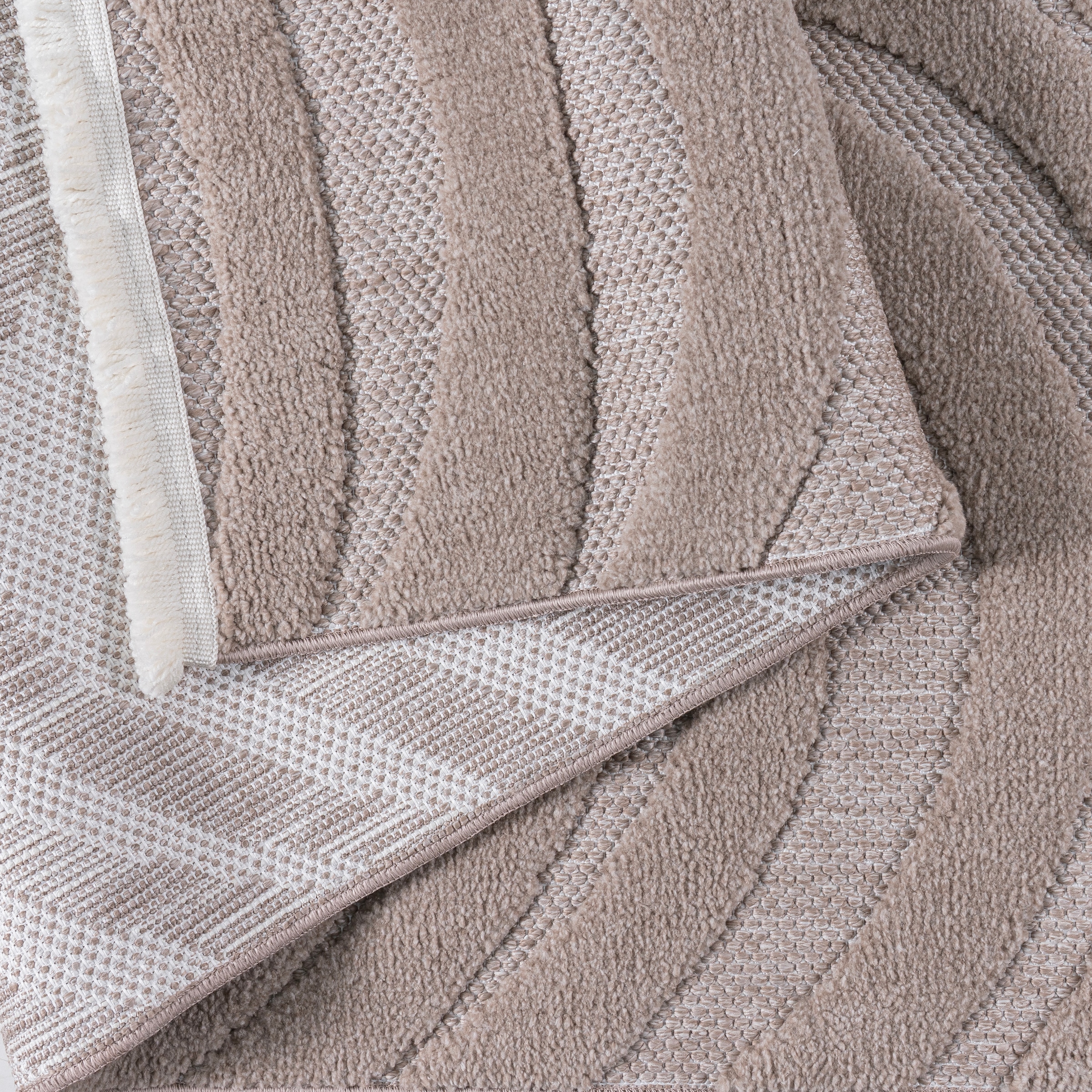 GOODproduct Tapis »Samelia mit Fransen, Wellendesign, Balkon, Camping« Rectangulaire 6 mm Höhe Hoch-Tief-Struktur, In- und Outdoor geeignet für Küche oder Esszimmer