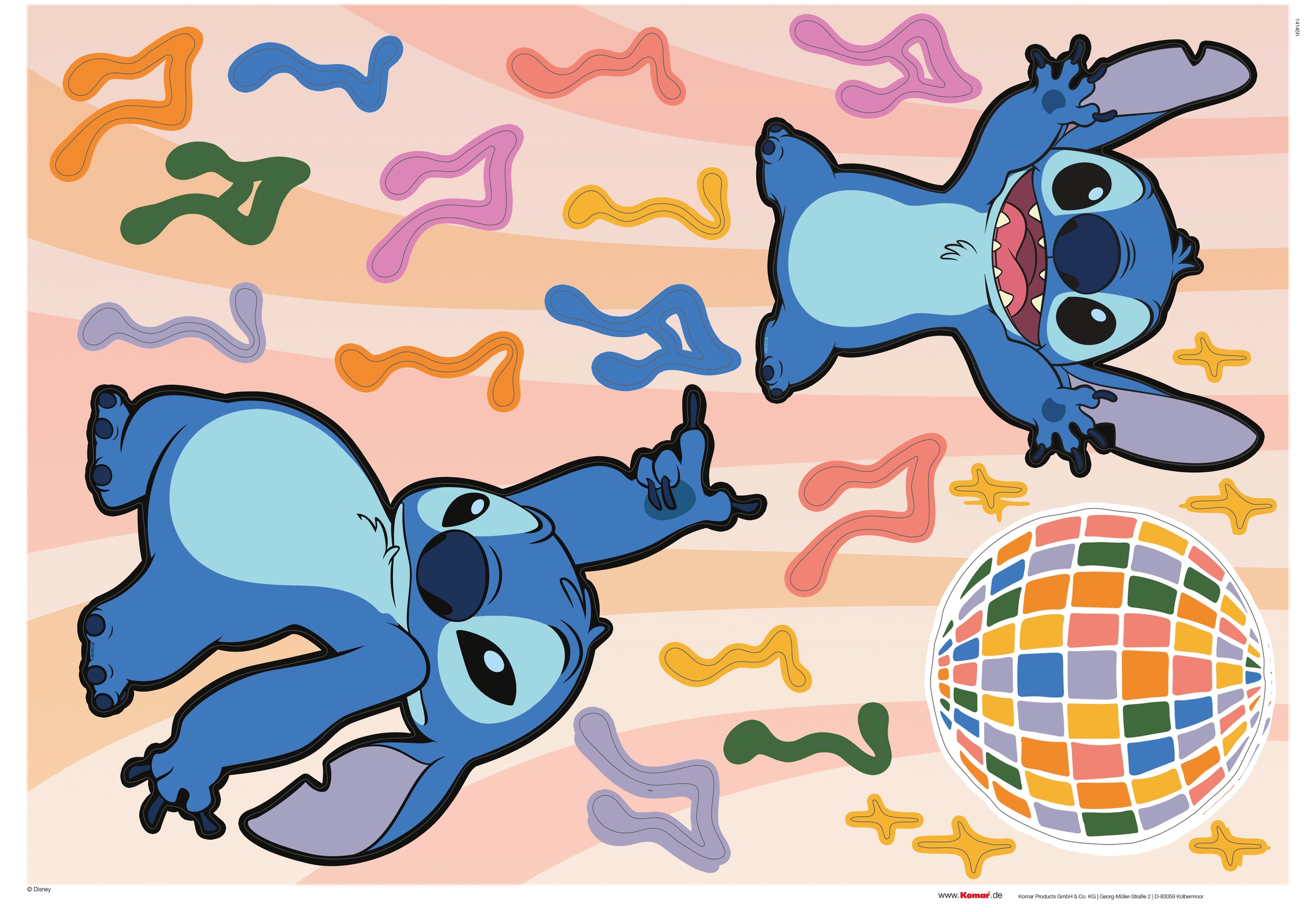 Komar Autocollant mural »Stitch Music - Grösse 50 x 70 cm« selbstklebend, Wandsticker, Kinderzimmer