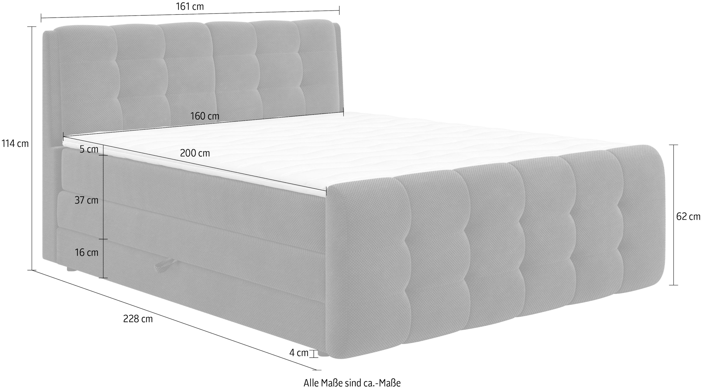 COTTA Lit boxspring »Fort mit Bettkasten, inkl. Topper« erhältlich in verschiedenen Breiten (160cm, 180cm & 200cm)