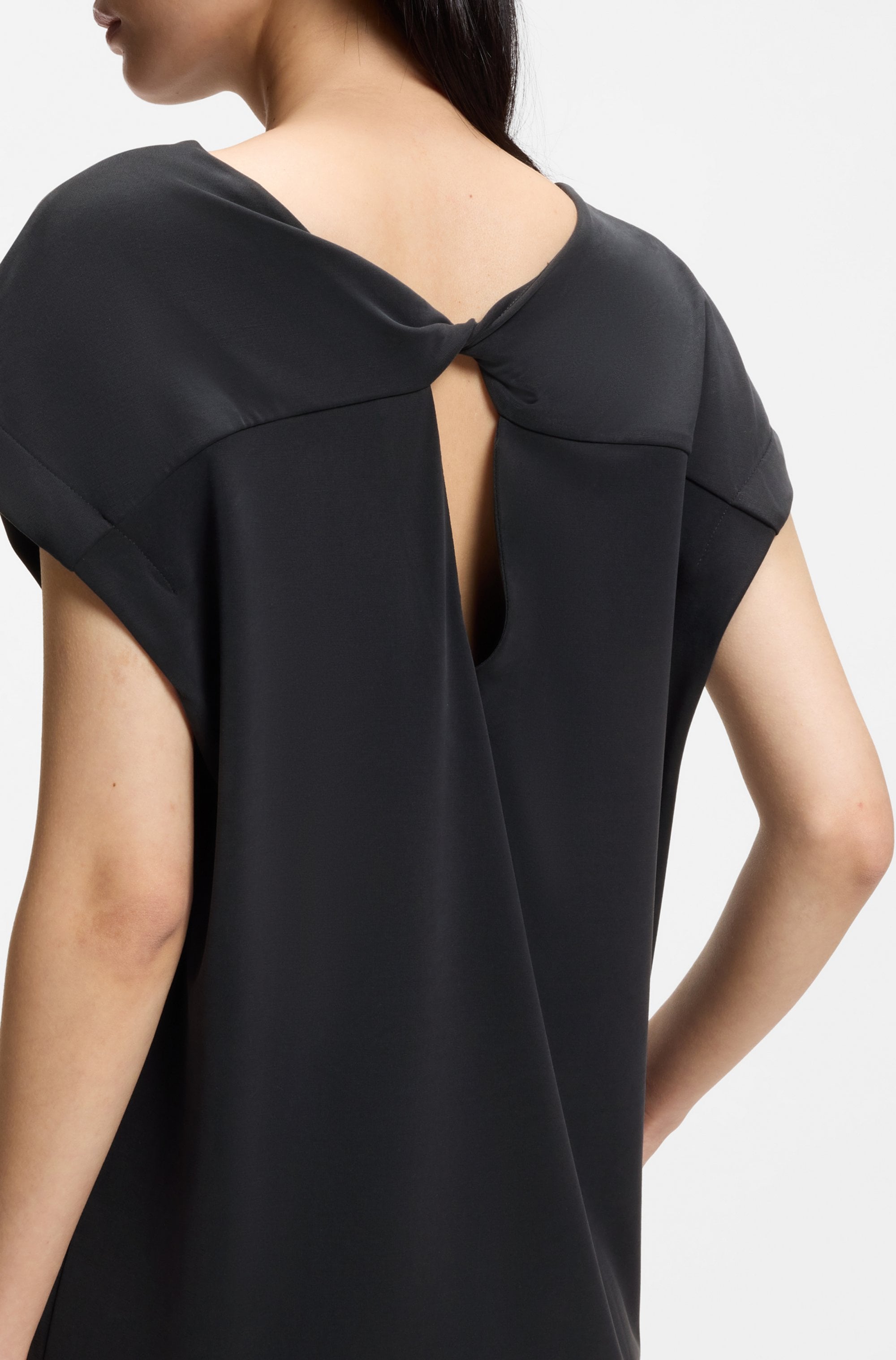 BOSS ORANGE Robe midi »Endra Premium Damenmode« avec détail noué, coupe droite
