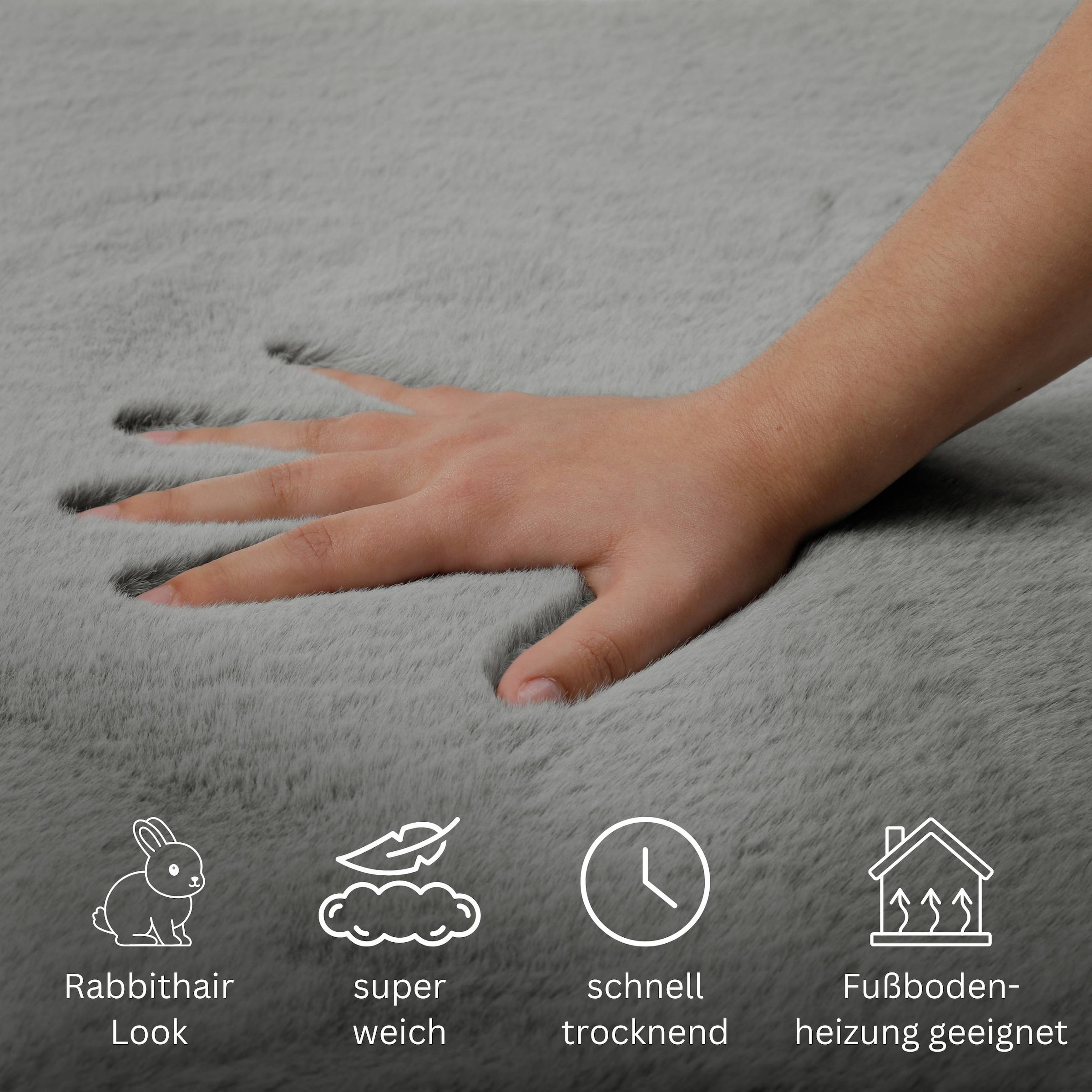 GOODproduct Tapis de bain »Lennja« Höhe 25 mm Badteppich, getuftet, Uni, antirutsch, flauschig  wie Kaninchenfell