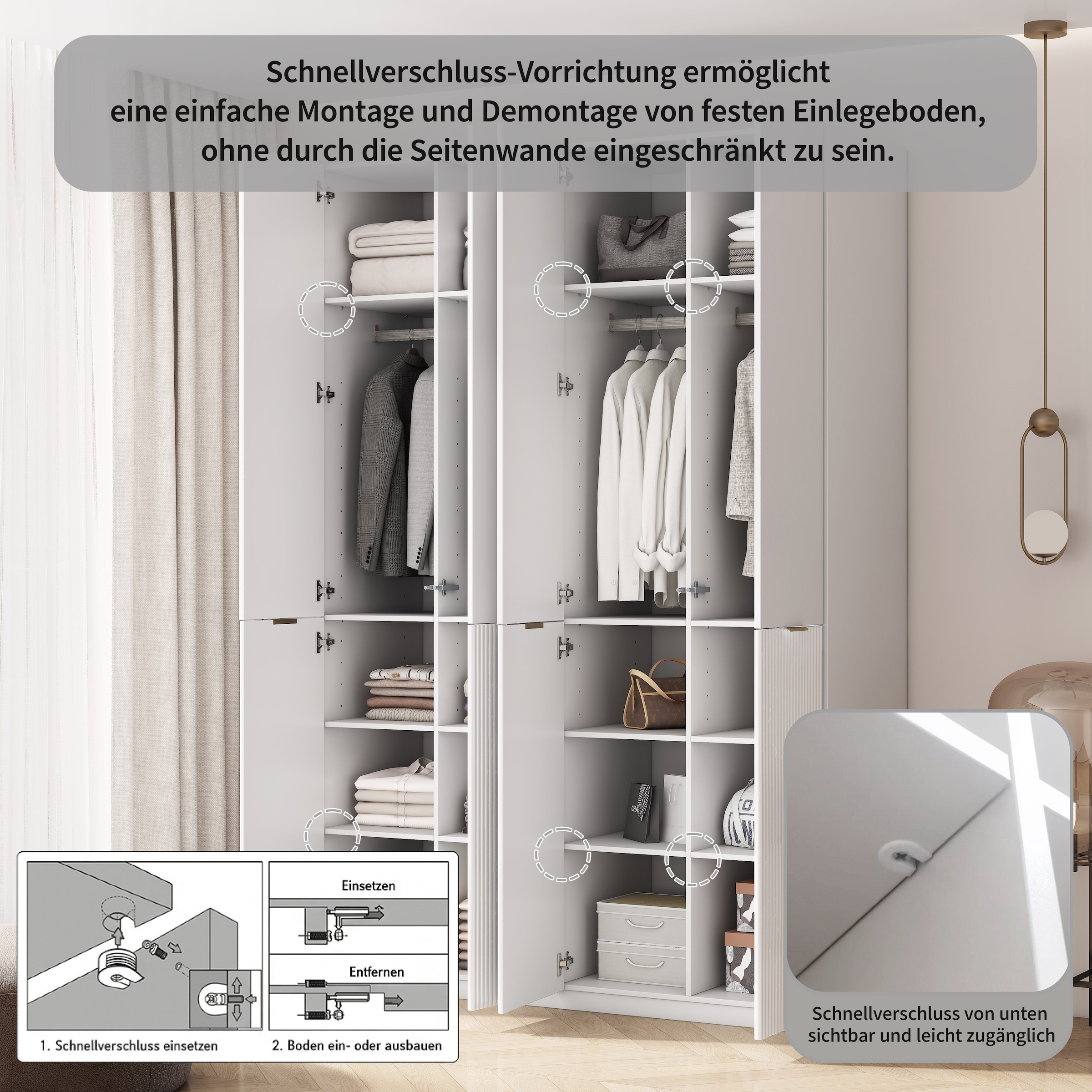 GOODproduct Kleiderschrank »Jorella Schlafzimmerschrank Garderobe mit Softclose« eleganter Schlafzimmerschrank Rillendesign Trend Breite 161cm