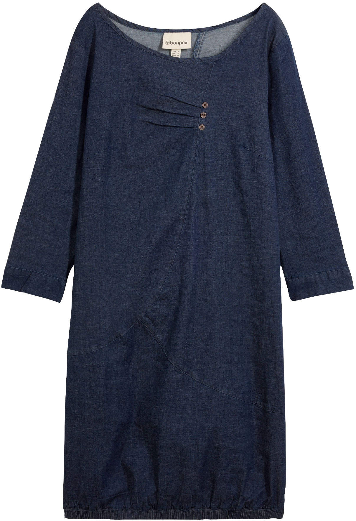 bonprix Jeanskleid 1 tlg. für Frühling und Sommer, aus Baumwolle mit Elasthan, mit 3/4-Ärmeln