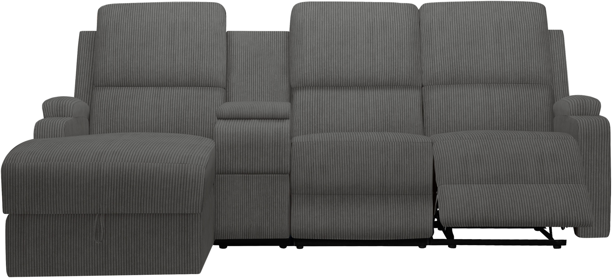 GOODproduct Canapé d'angle »NAPORI Multimediasofa, 3er Kinosessel XXL, L-Form, Cord« Kinosofa mit Relaxfunktion, Getränkehalter, Staufach und Staukasten