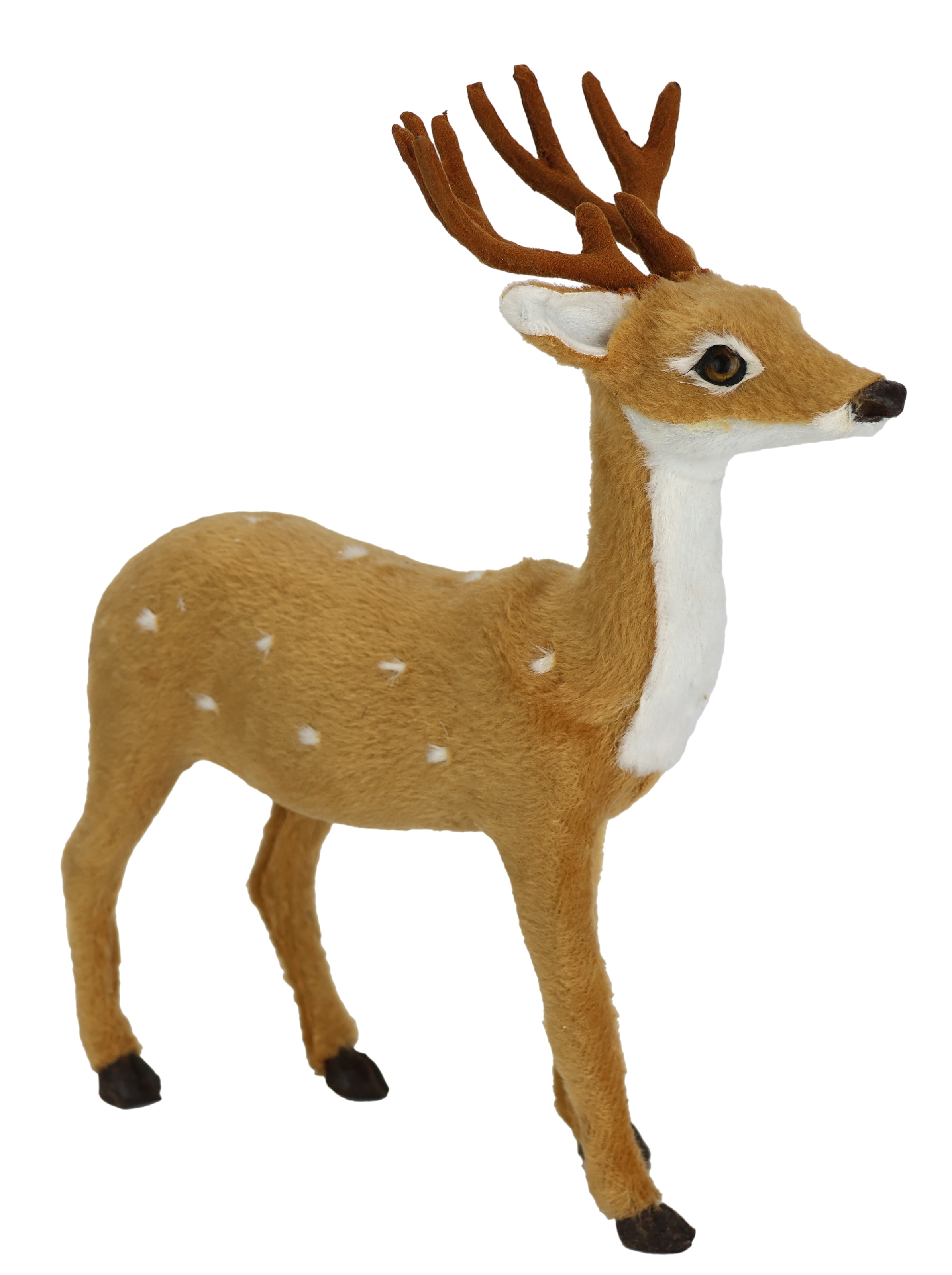 I.GE.A. Figurine de décoration »Tierfigur Reh aus Kunstfell« Waldtier Statue Ornament Plüschtier Weihnachtsdeko Winterdeko Pelztier
