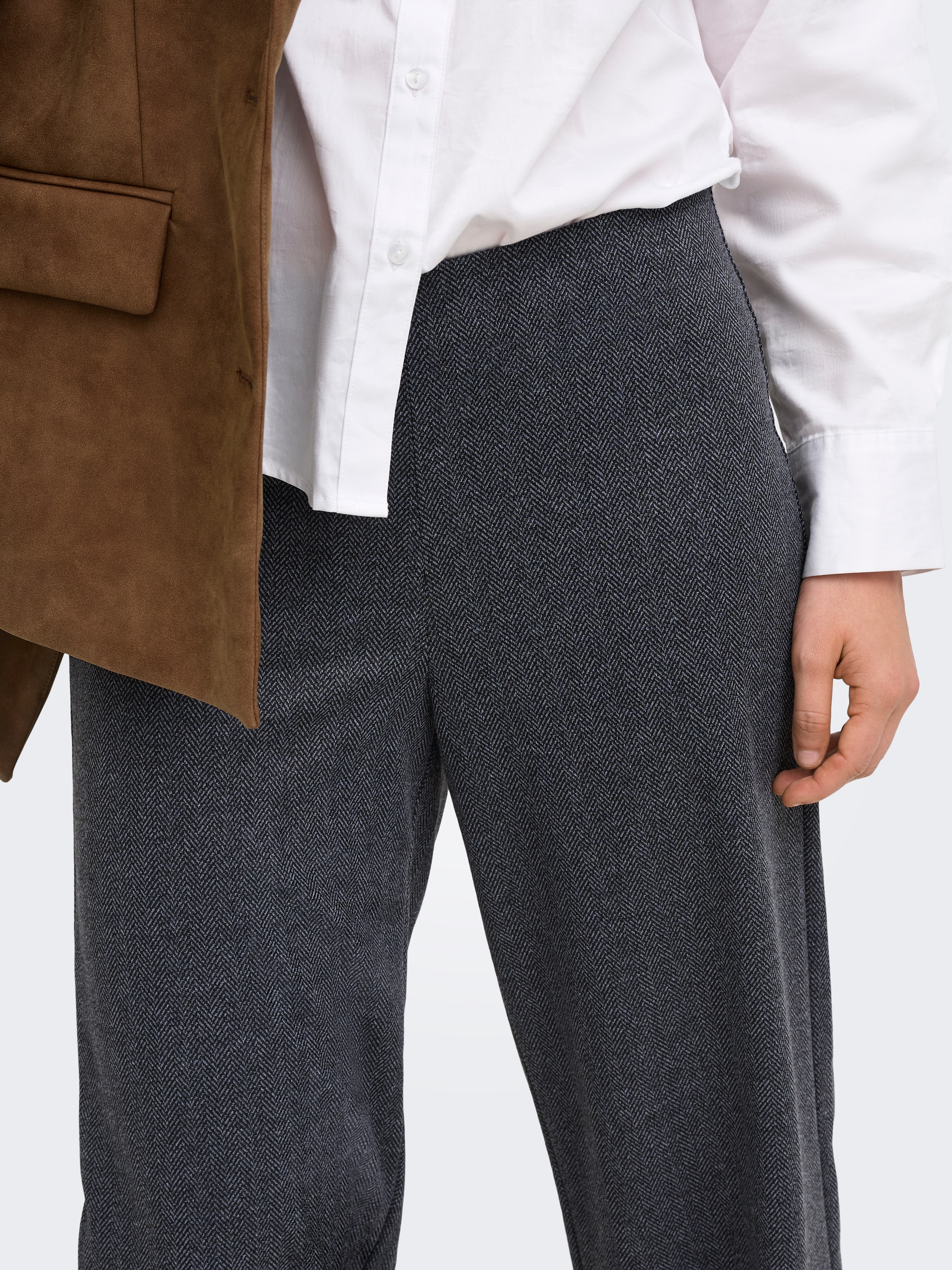 ONLY Pantalon de costume »ONLBREMEN MW HERRINGBONE WIDE PANT PNT«  mélange de matériaux