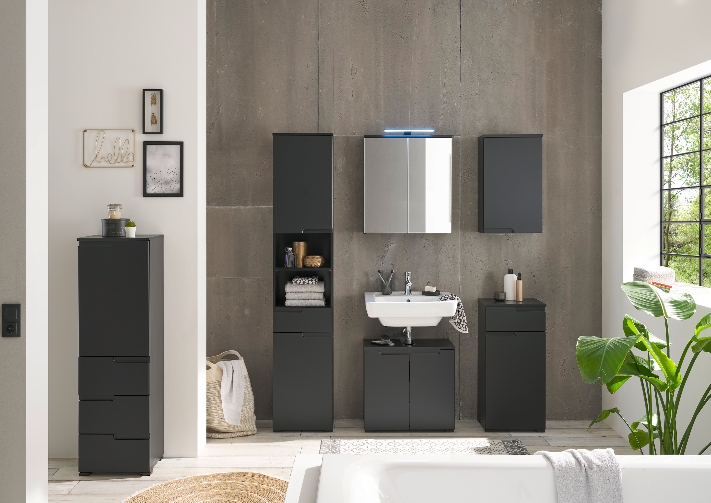 BASIC by Balculina Midischrank »Spice, Badezimmerschrank BxTxH 40x134x32 cm« 1 Stk. tlg. Breite 40 cm, Griffmulden,