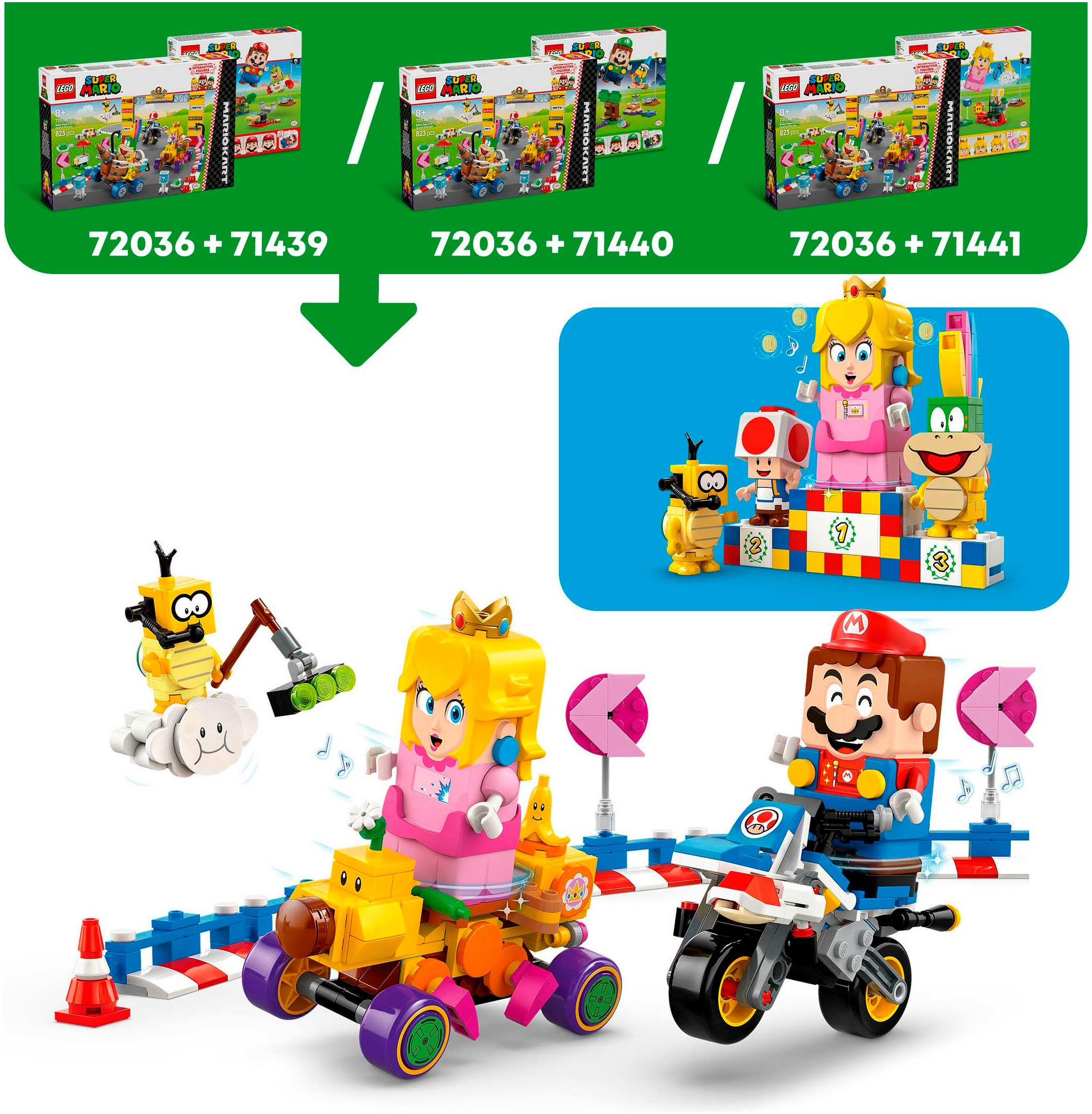 LEGO® Konstruktionsspielsteine »Mario Kart™ – Baby Peach & Grand Prix–Set (72036), LEGO Super Mario« Made in Europe