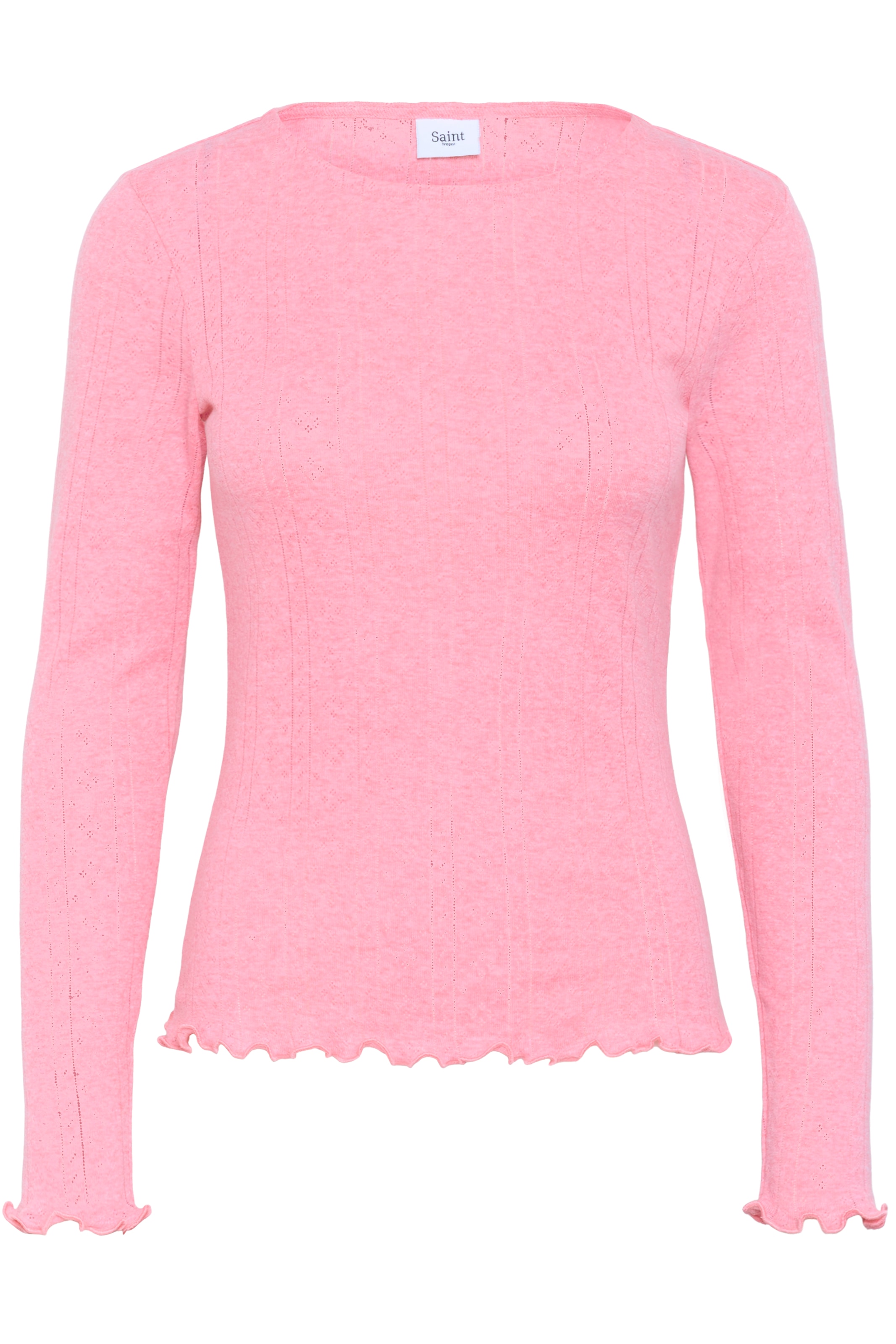 Saint Tropez T-shirt à manches longues »GruSZ« gewellter Saum