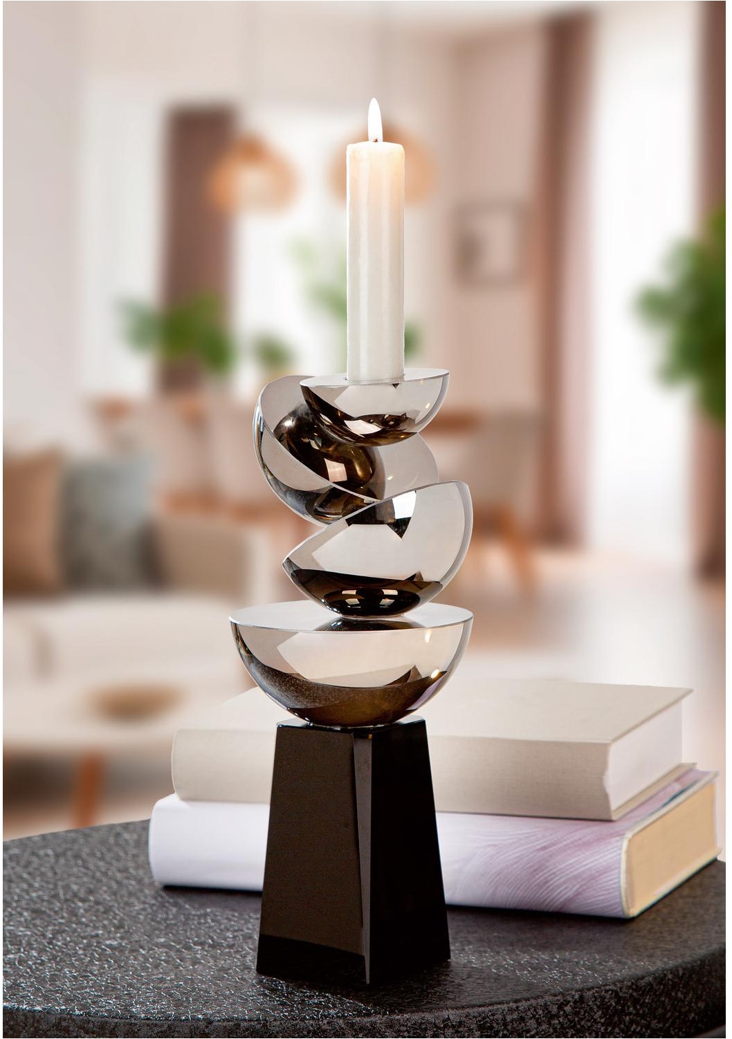 GILDE Chandelier »Glass Art, Kerzenleuchter, "Hakura", Glas, schwarz« Bougeoir Hakura décoration de table moderne