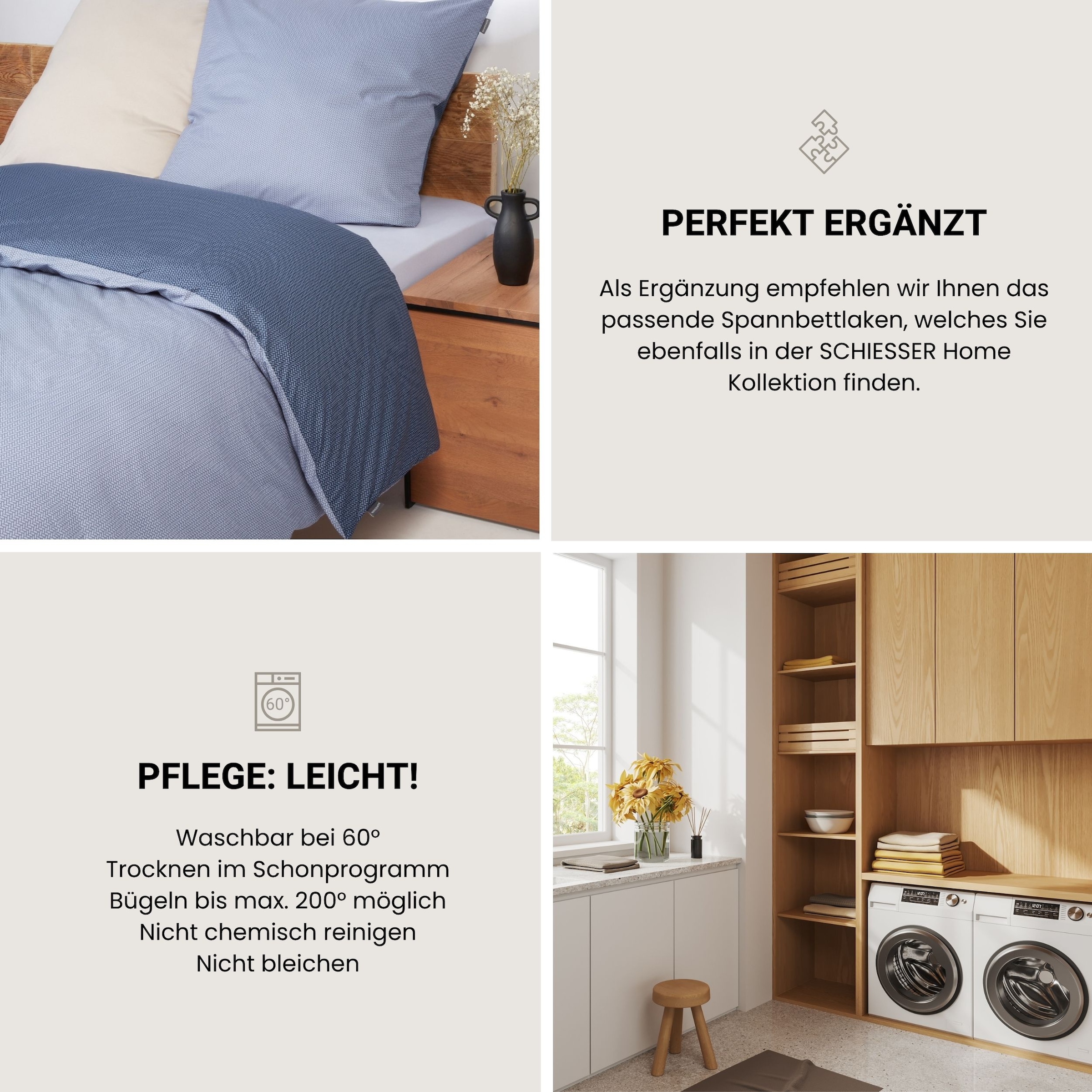 Schiesser Linge de lit »Silva in einem simplen Minimaldessin in angesagter Strickoptik« 2 cuis MADE IN GREEN by OEKO-TEX®