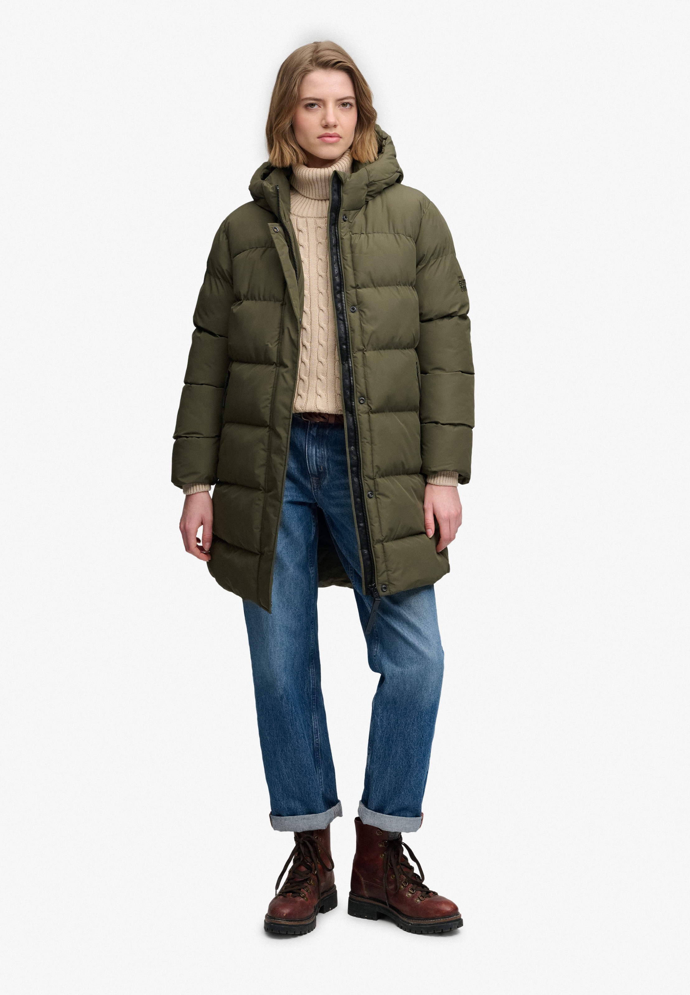 Superdry Veste matelassée »HOODED SPORTS PUFFER MID JKT« fibre synthétique, coupe décontractée