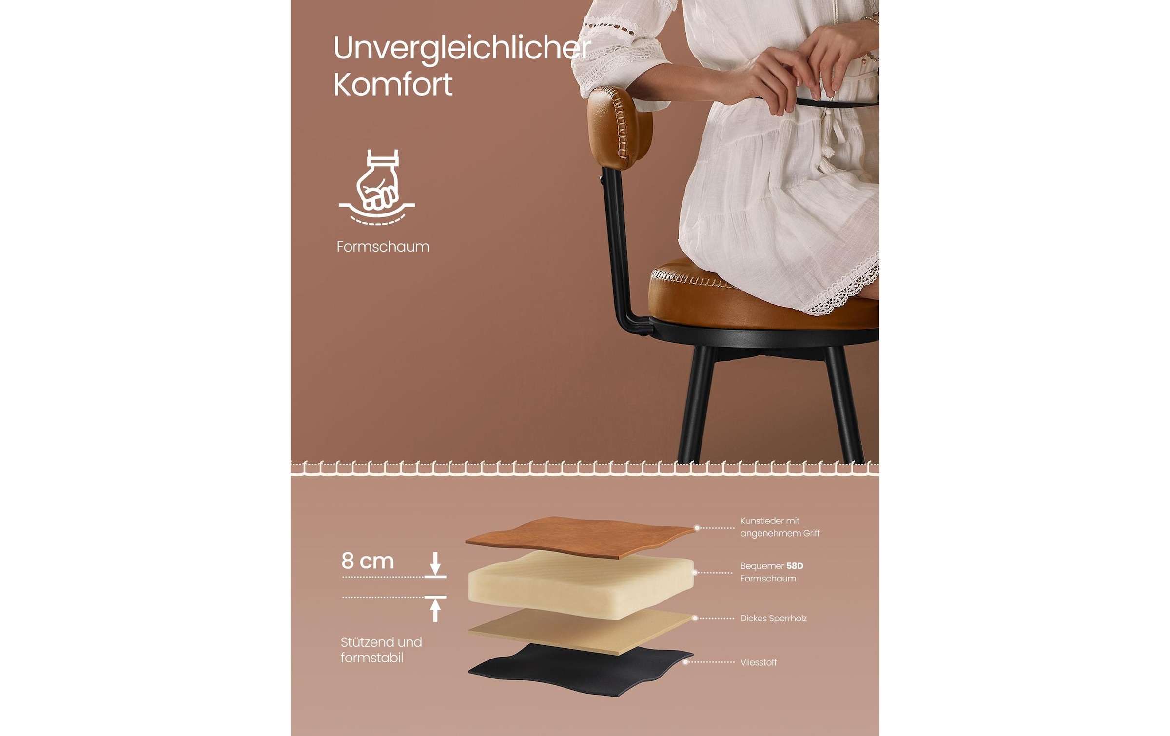 VASAGLE Tabouret de bar »2 Stück 56 x 101.3 cm« 2 cuis tlg.