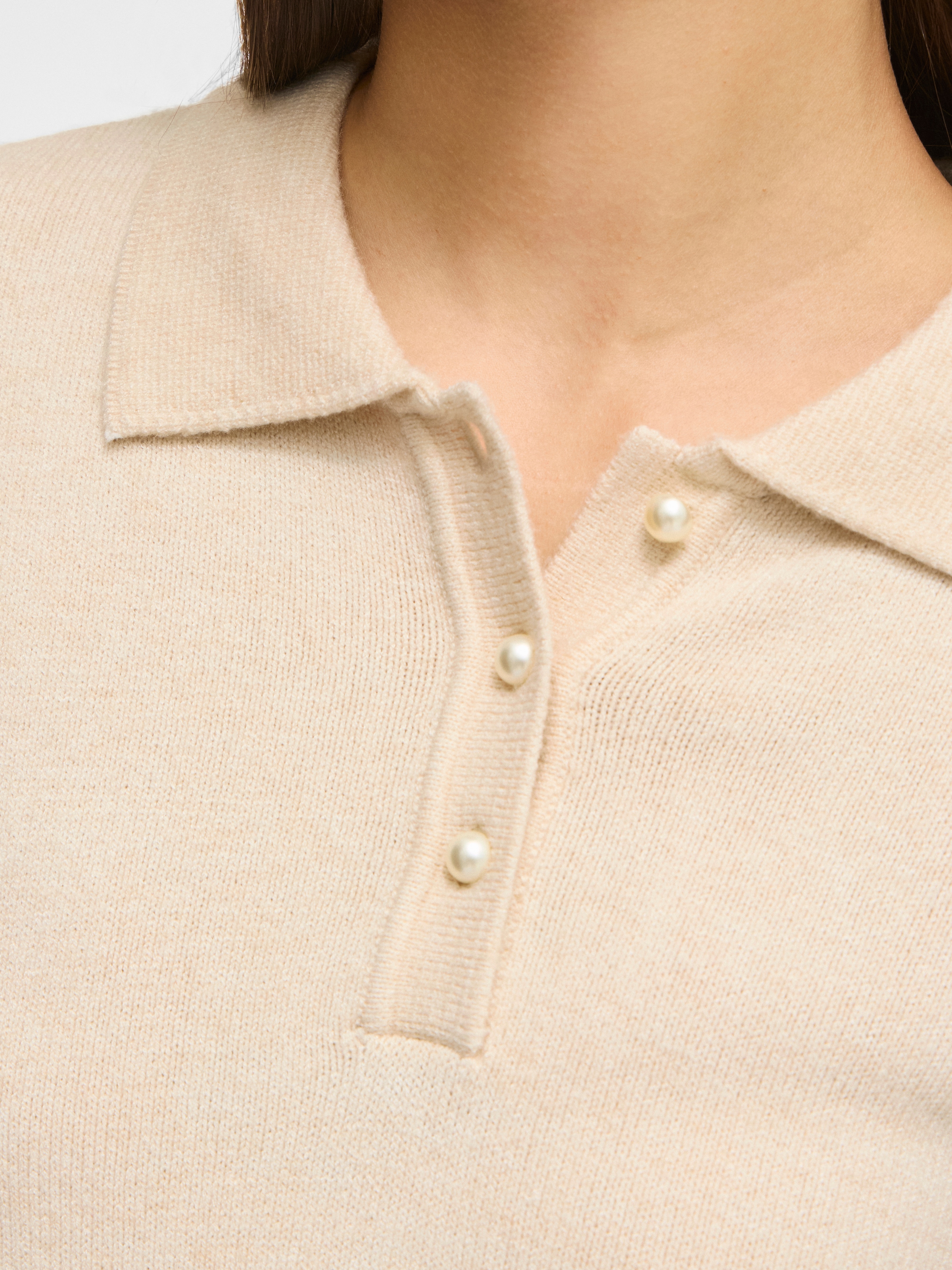 Vila Pull à col polo »VIRIL L/S POLO PULLOVER KNIT - NOOS« mélange de matériaux, coupe régulière