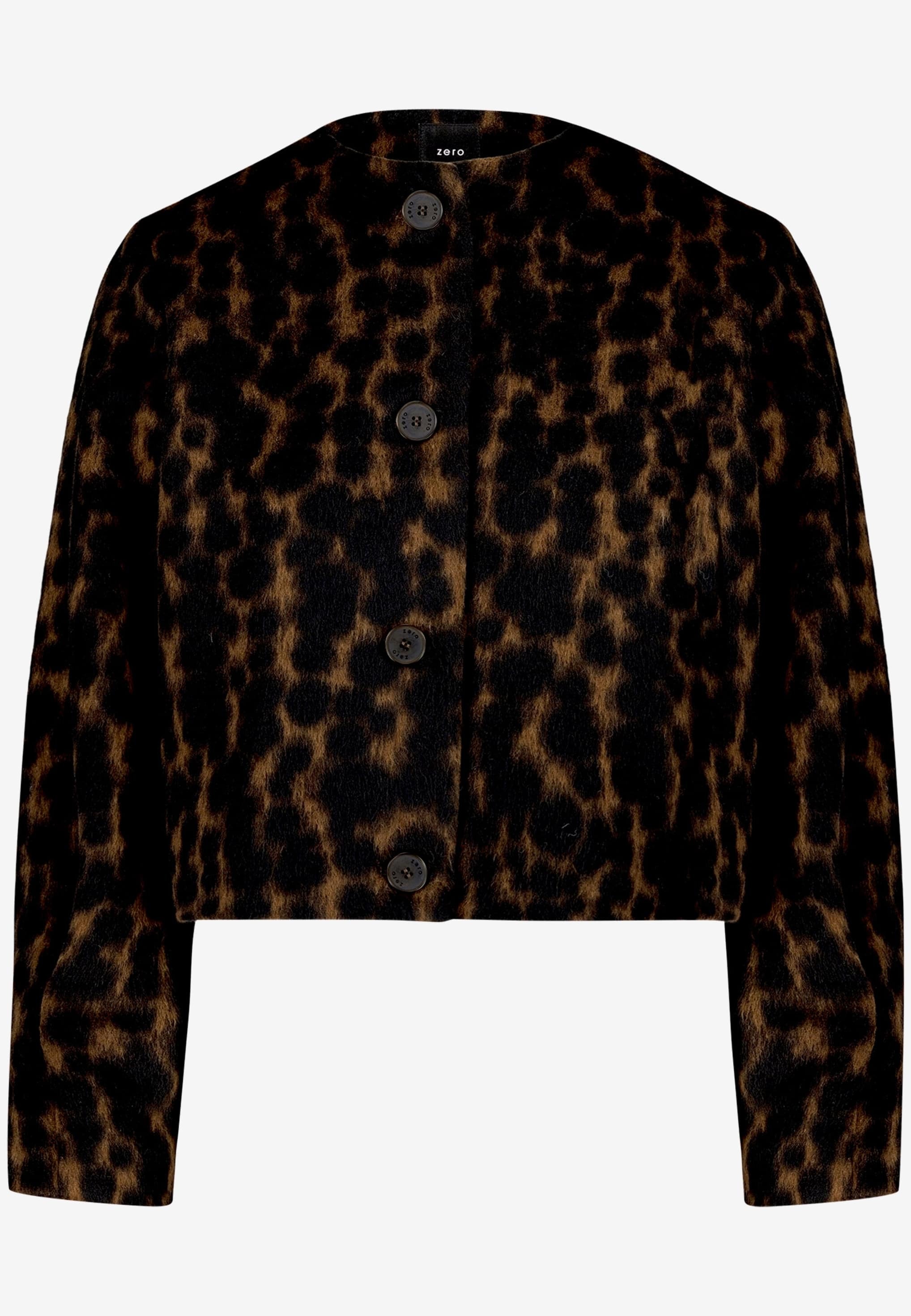 Zero Kurzblazer Flauschige Jacke mit Knöpfen / Gemusterter Animal-Look