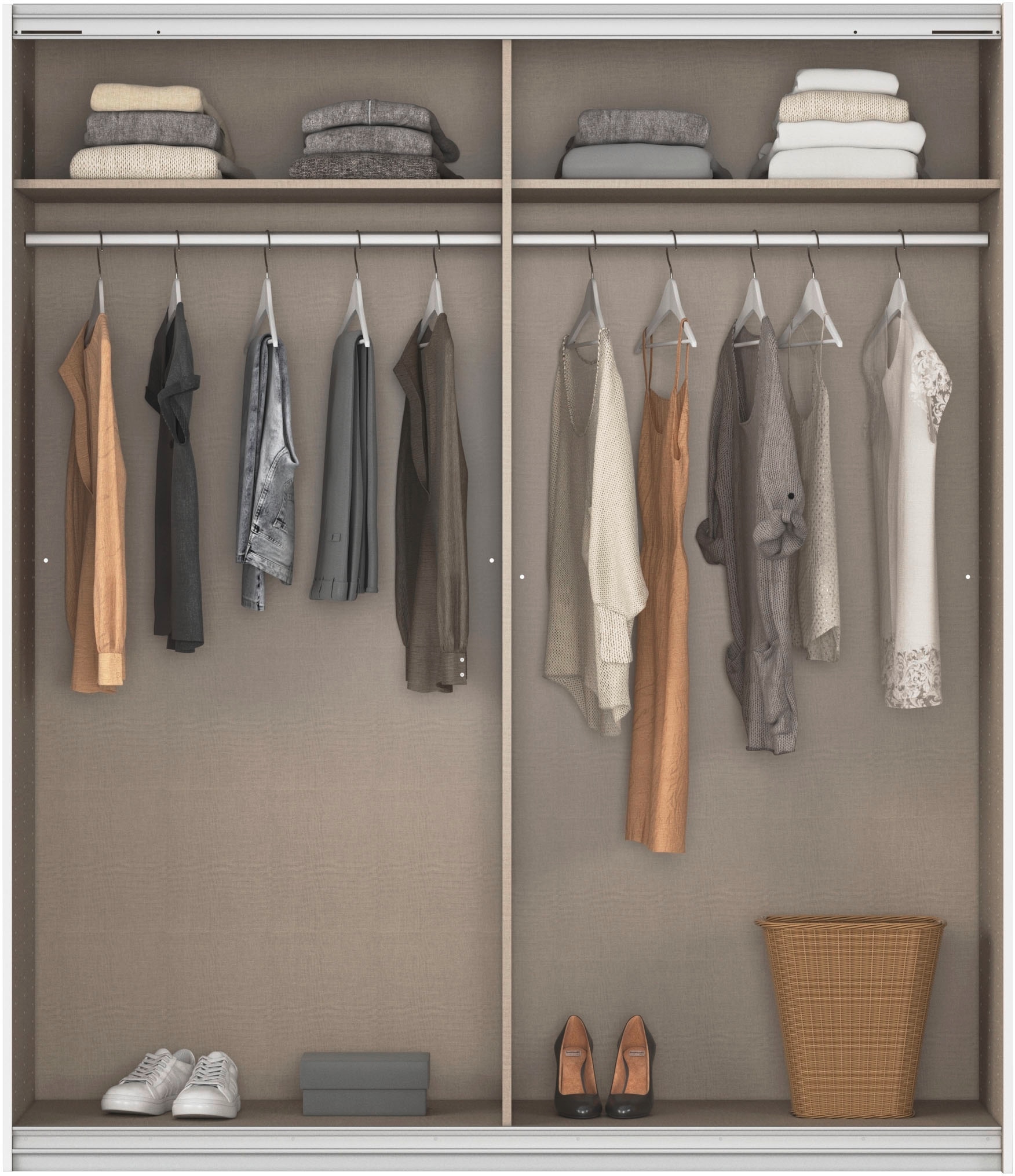 rauch Schwebetürenschrank »Kleiderschrank Schrank Ankleide Garderobe Schlafzimmerschrank MOITA« Breiten: 181/226/271 cm, Höhe 210 cm,  mit Spiegel und Metallgriffleisten in Alu MADE IN GERMANY