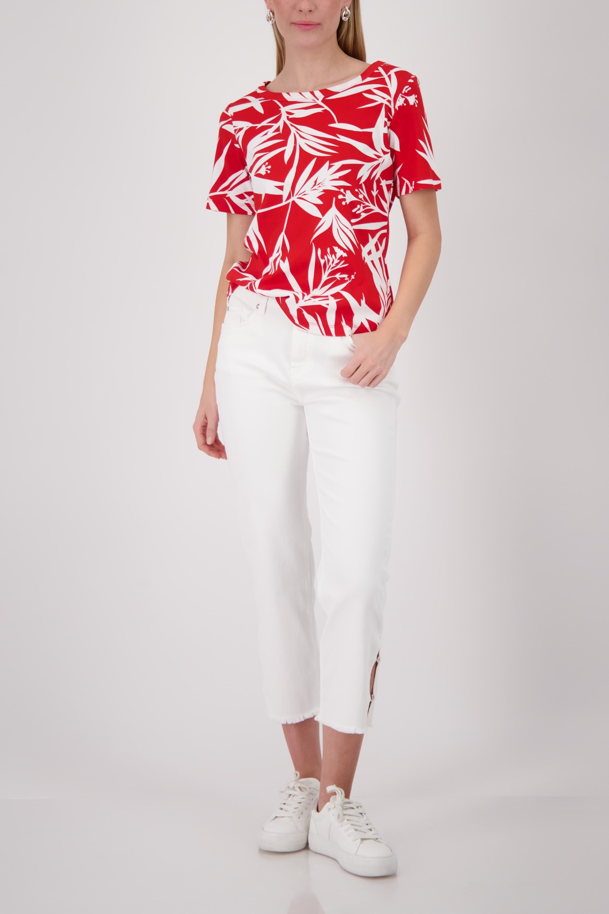 Monari T-shirt »Shirt Blätter allover« Regular fit mit Blättermuster