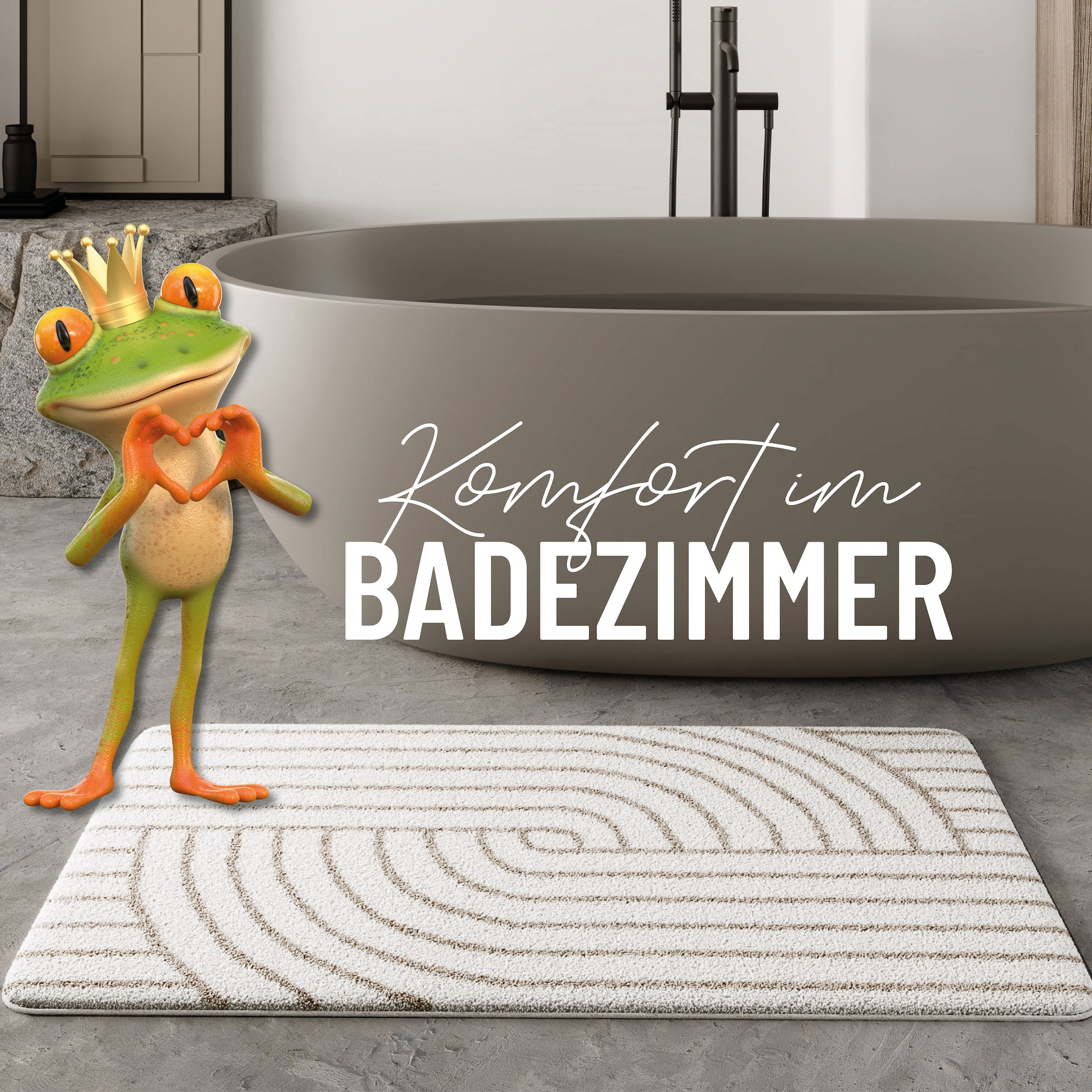Wecon home Basics Tapis de bain »Hilda« Höhe 15 mm waschbar, rutschfest, strapazierfähig, pflegeleicht mit Retro Muster