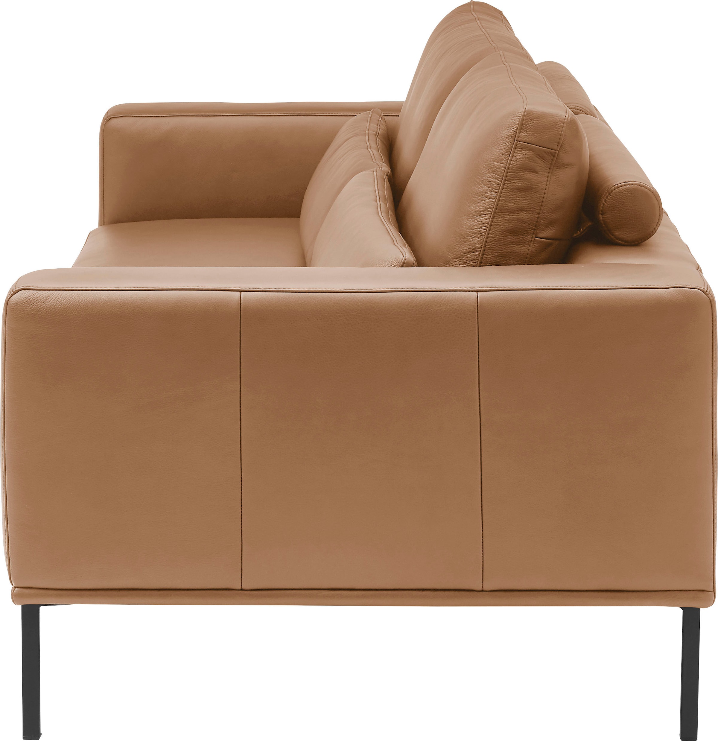 Musterring 3-places »JustB!PM100, 222 cm breit, aus hochwertigem Leder« au choix avec coussin lombaire et extension de siège motorisée, pied en métal noir