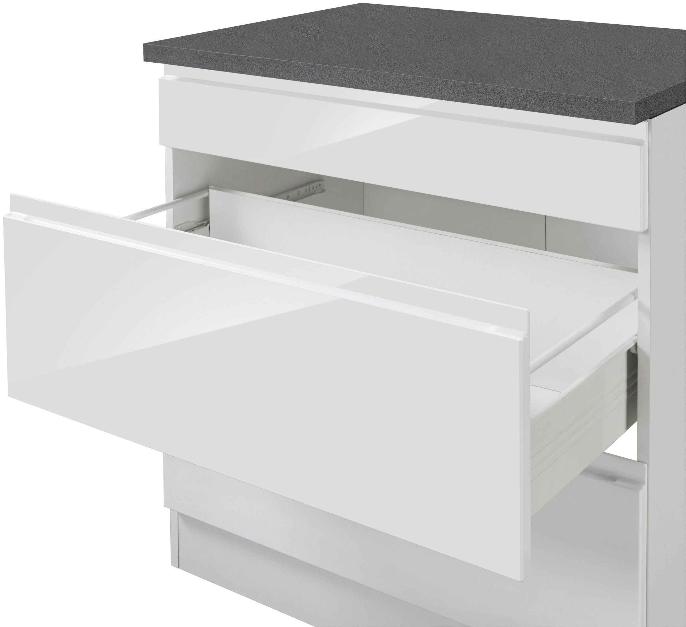 KOCHSTATION Kitchenette »KS-Virginia,neu in verbesserter Ausführung« plan de travail épaisseur 38 mm, rangement, fermeture douce,  largeur 330 cm, soft-close, sans appareils électriques
