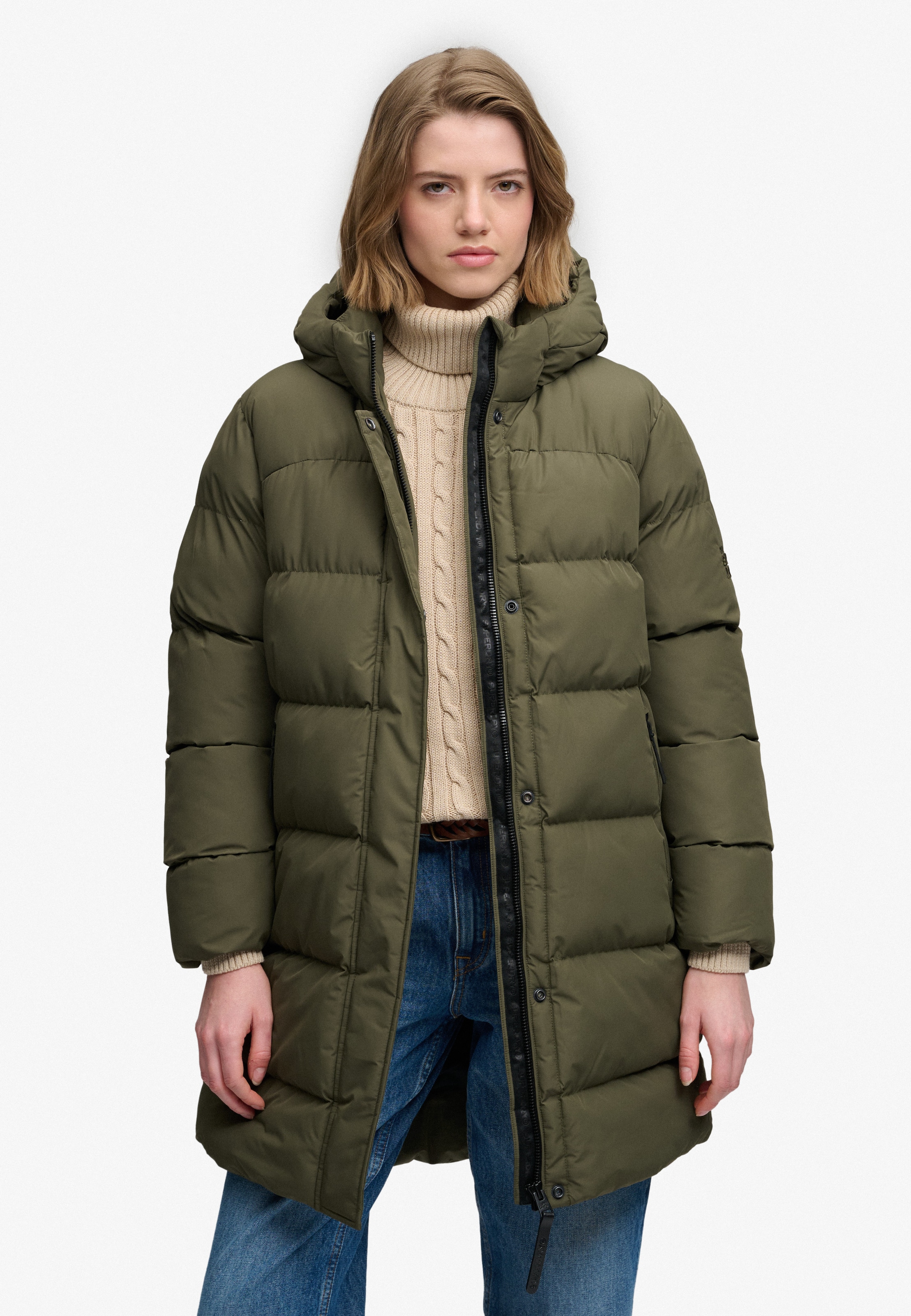 Superdry Veste matelassée »HOODED SPORTS PUFFER MID JKT« fibre synthétique, coupe décontractée