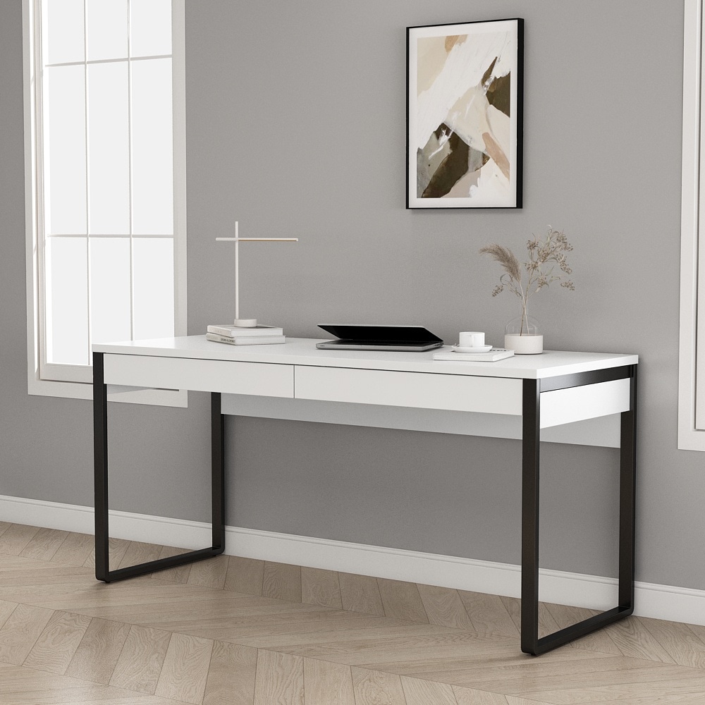 GOODproduct Schreibtisch »Moid, Computertisch im modernen Design,« Breite 120/140/160 cm, mit Metallbeinen & Schublade