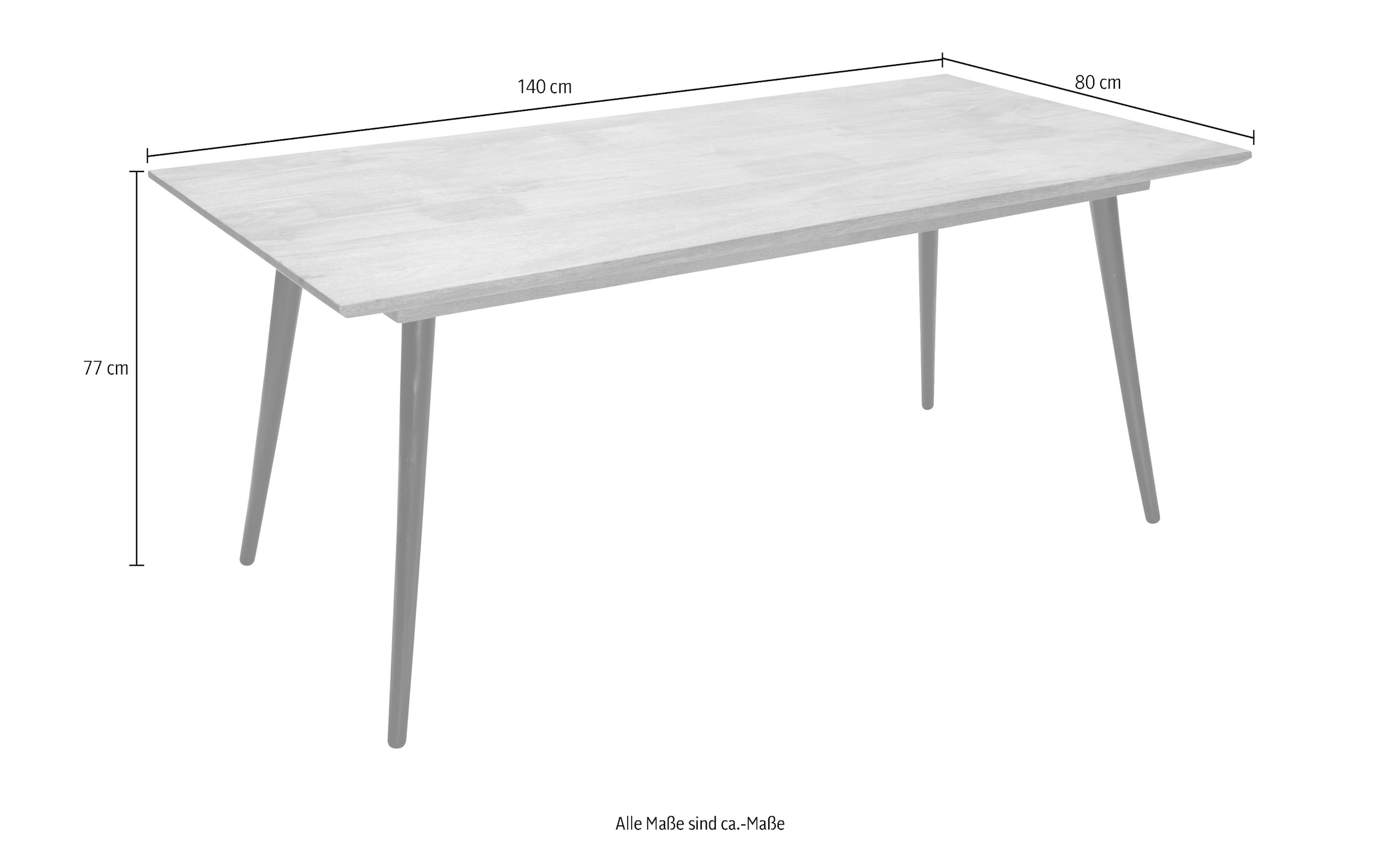 SIT Esstisch »Mangoholz Massivholz mit Schweizer Kante & Metallbeinen« Modernes Industrial-Design mit konischen schwarzen Metallbeinen