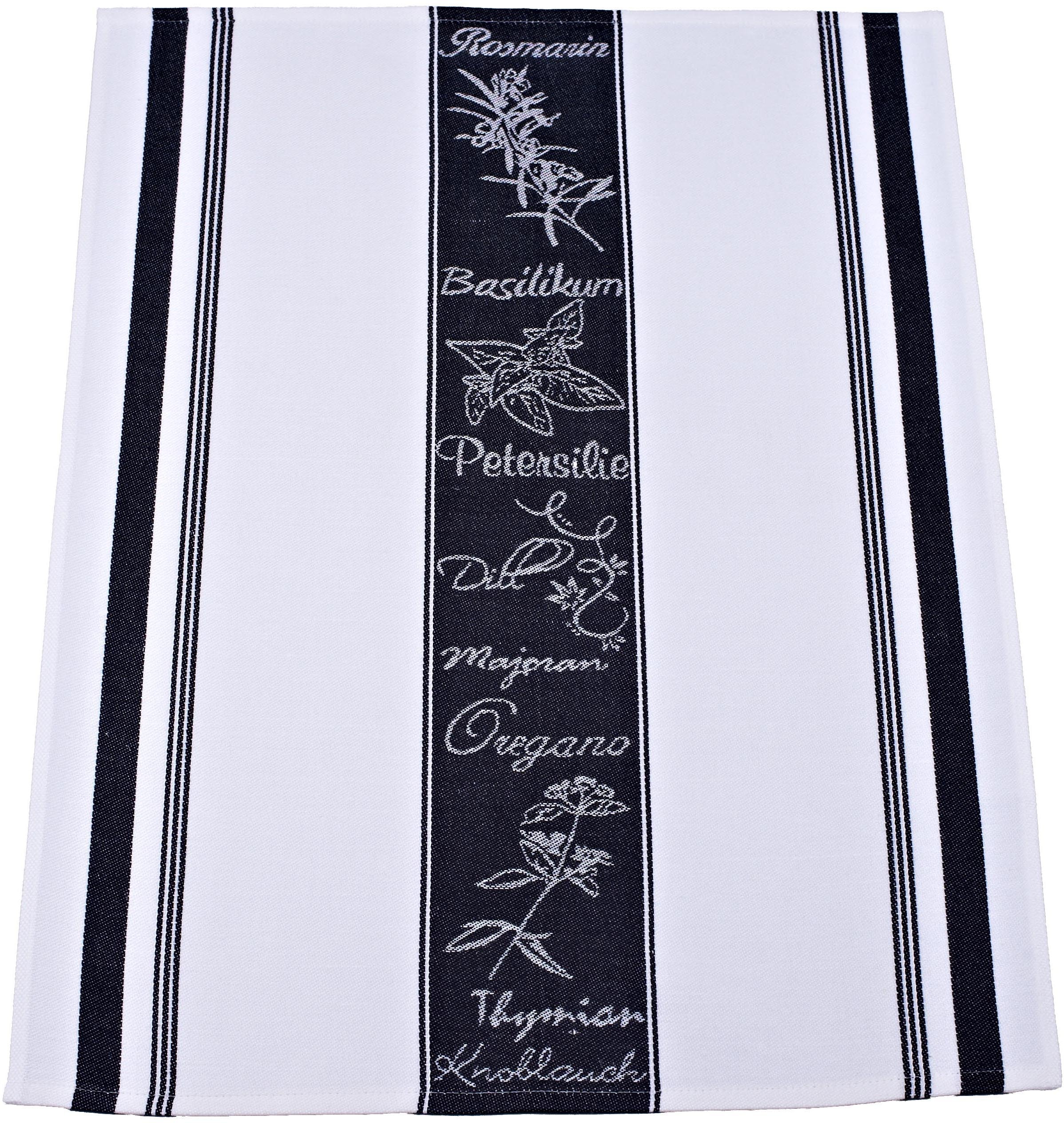 ROSS Chiffon à vaisselle »Exclusiv« 1x Küchen-Frottiertuch (Streifen) und 2 Geschirrtücher (Gartenkräuter)