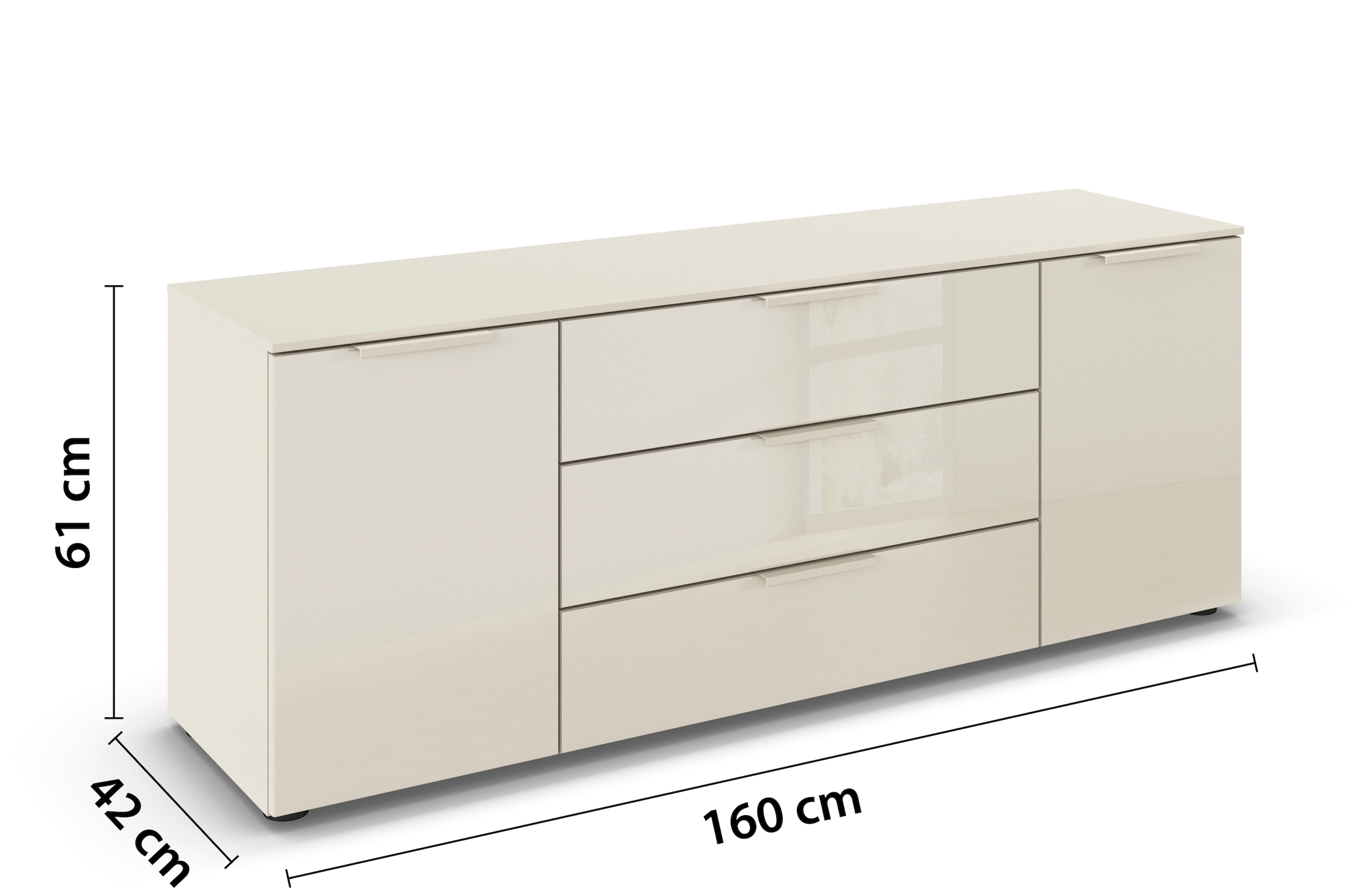 rauch Schubkastenkommode »Kommode Türkommode Sideboard Kombikommode FLIPP mit Glasfront« Breite 160 cm mit 2 Einlegeböden,  2-türig mit 3 Schubladen und Soft-Close-Funktion sowie Glasfront