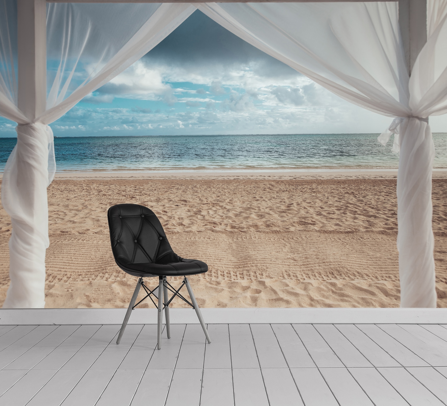 queence Papier peint photo »Pergola am Meer« Motif | Oriental | Plage | imprimé | mer | réaliste lisse panneaux muraux, autocollants, papier peint, stickers, déco murale, motif photo XXL