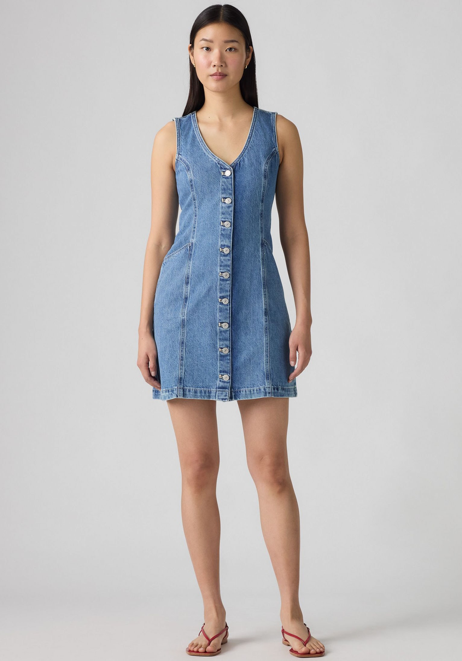 Levi's® Jeanskleid »VIANNA VEST DRESS« Eingrifftaschen mit V-Ausschnitt, Slim Fit, ärmellos