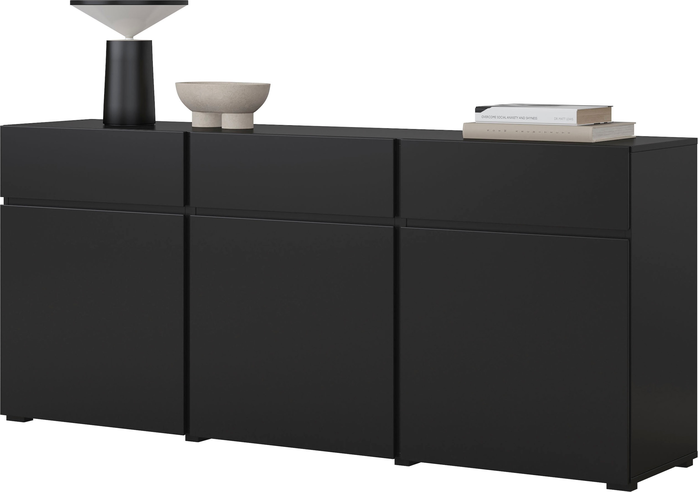 GOODproduct Kommode »Cross,Breite 180 cm, moderne grifflose Kommode,3 Türen/3 Schubkästen« Schubladenschrank mit viel Stauraum, Einlegeböden verstellbar