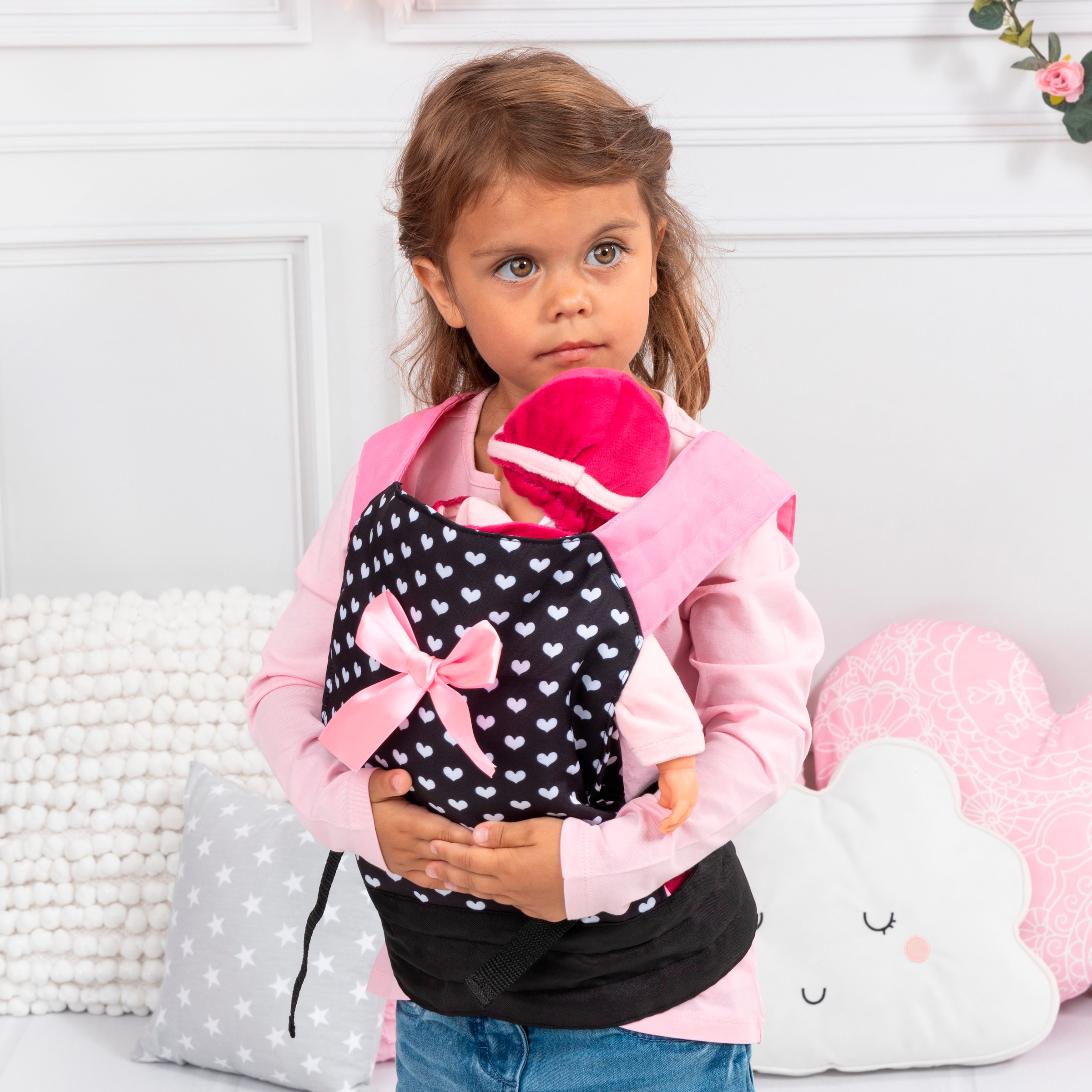 Bayer Civière de poupée »grau/rosa Schmetterling«