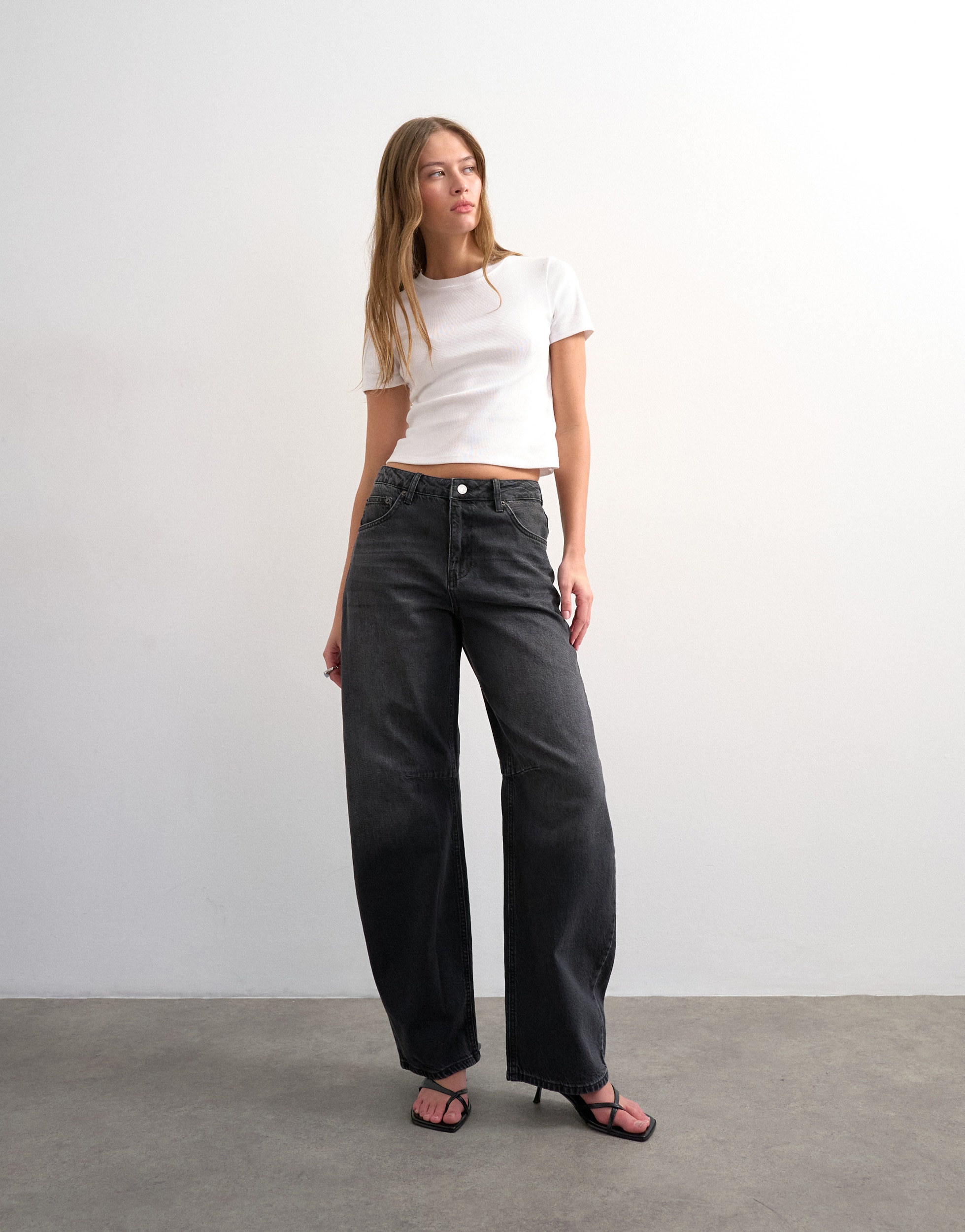 TOPSHOP Jeans large »TSBARREL HR DENIM JEANS BLW NOOS« Coton, coupe baril, taille haute