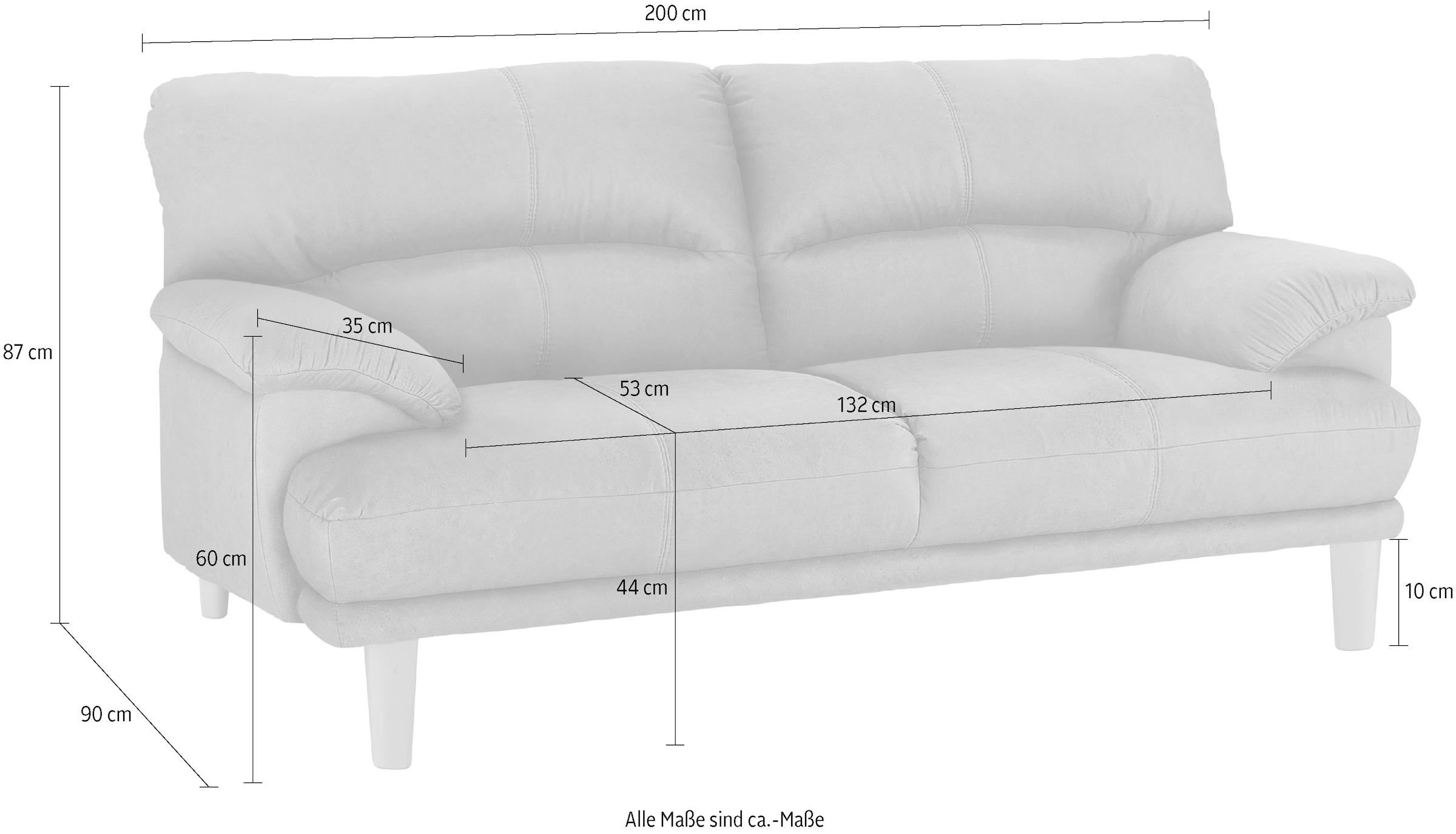 TRENDMANUFAKTUR 3-places »Cecilia, Sofa in italienischem Design« avec un excellent confort d'assise, accoudoirs extra confortables, pieds en bois