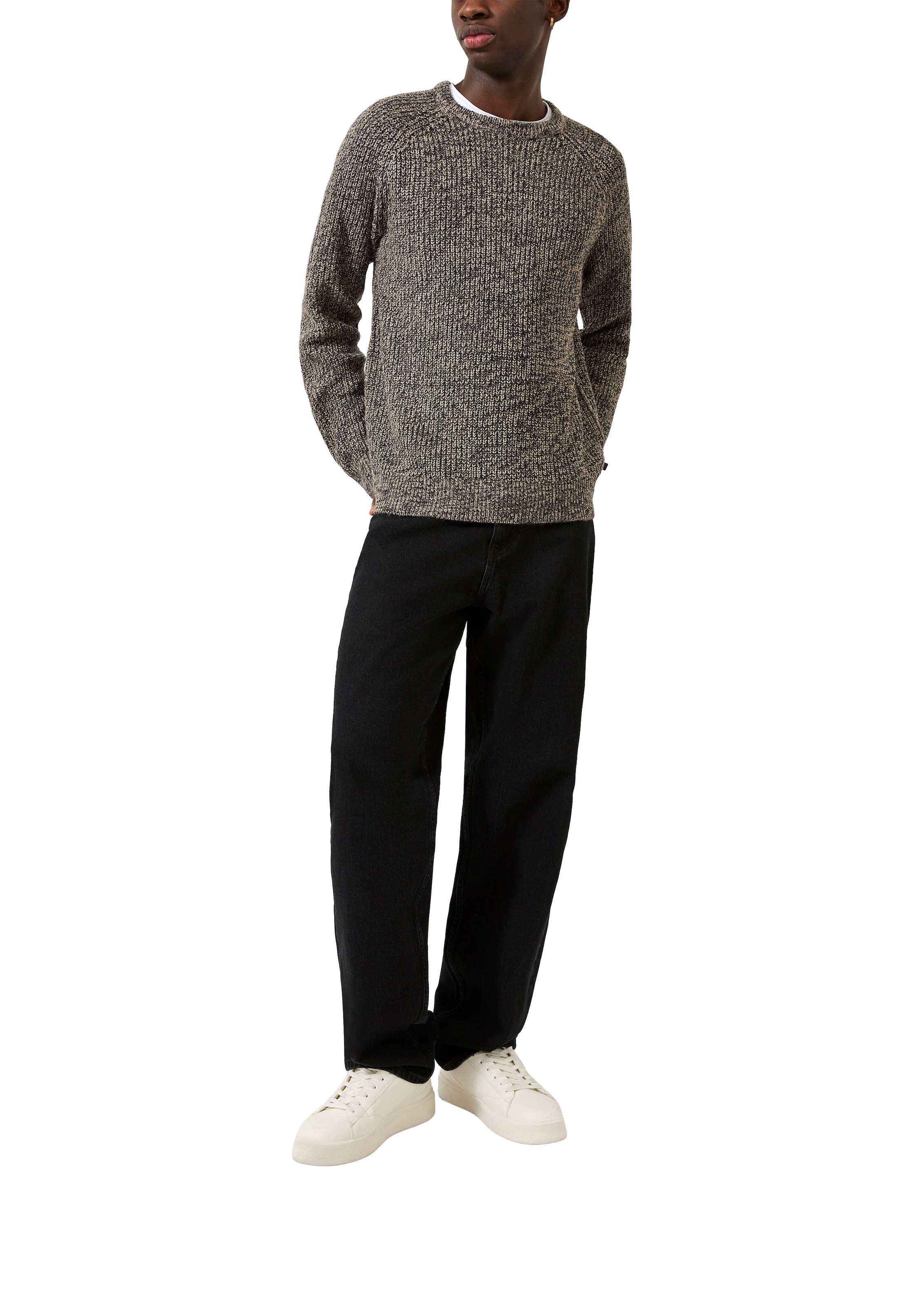 QS Strickpullover Melierter Winterpullover mit Rundhals