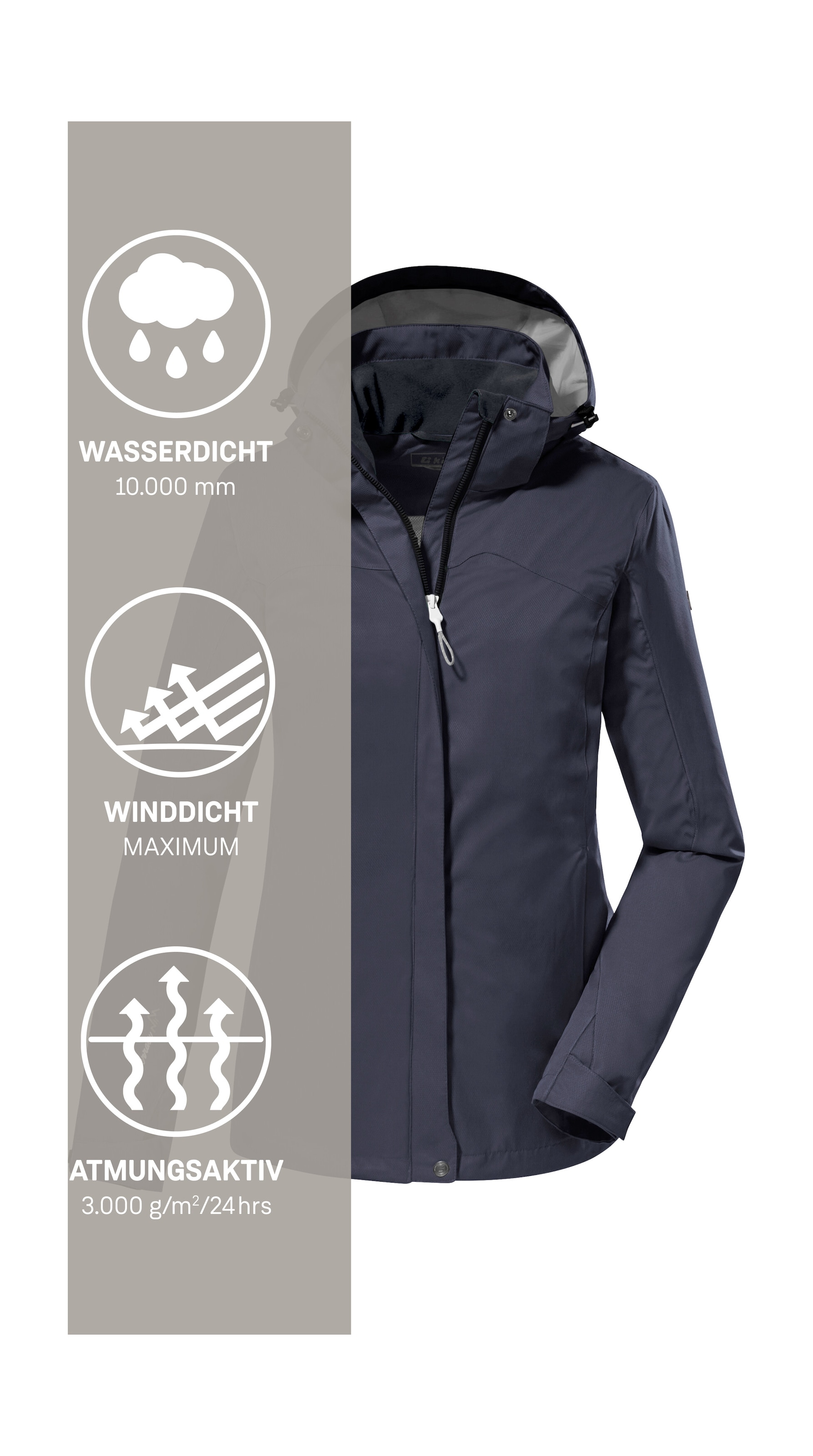 Killtec Funktionsjacke »KOS 133 WMN JCKT« Wasser- und winddichte Damenjacke mit abnehmbarer Kapuze