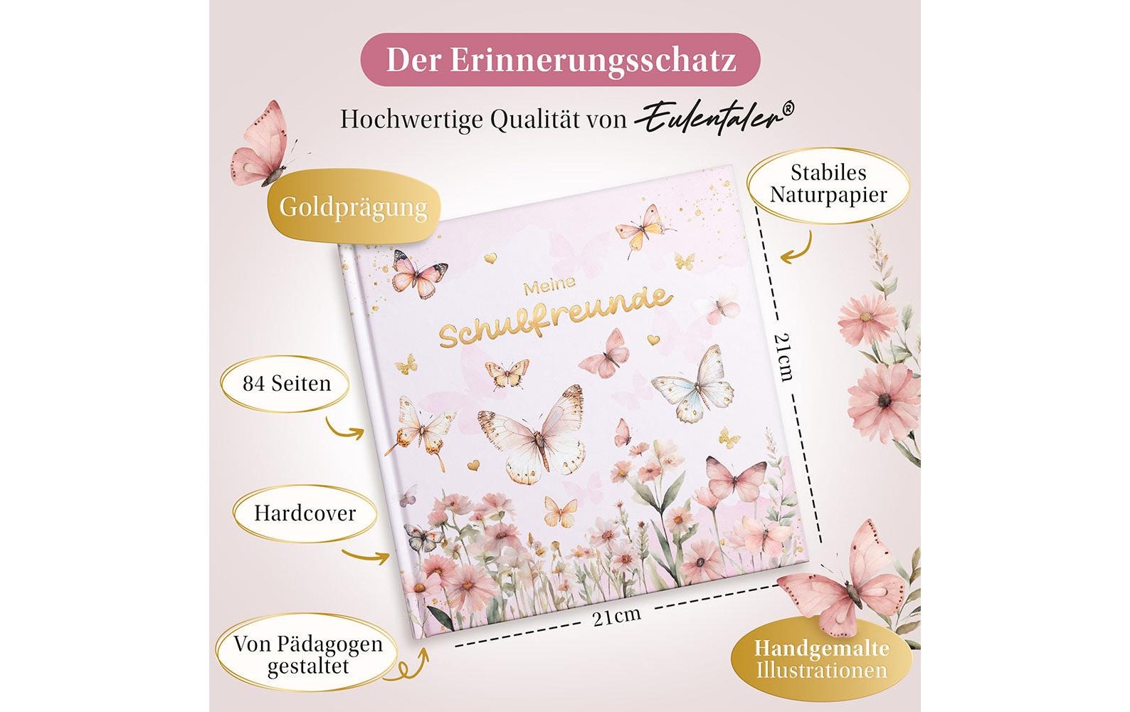   Tagebuch »Eulentaler Schmetterling, 21 x 21 cm« Schulfreundebuch für Erinnerungen
