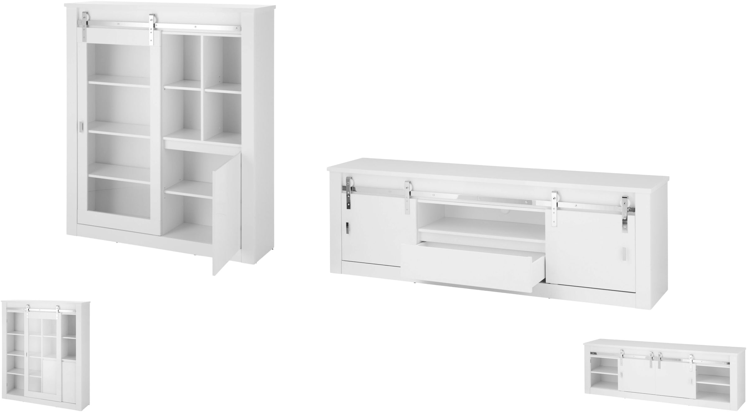 Home affaire Wohnwand »Daytona, moderne Anbauwand, Wohnzimmer-Set in Weiss Hochglanz« Set, 2 Stk. tlg.