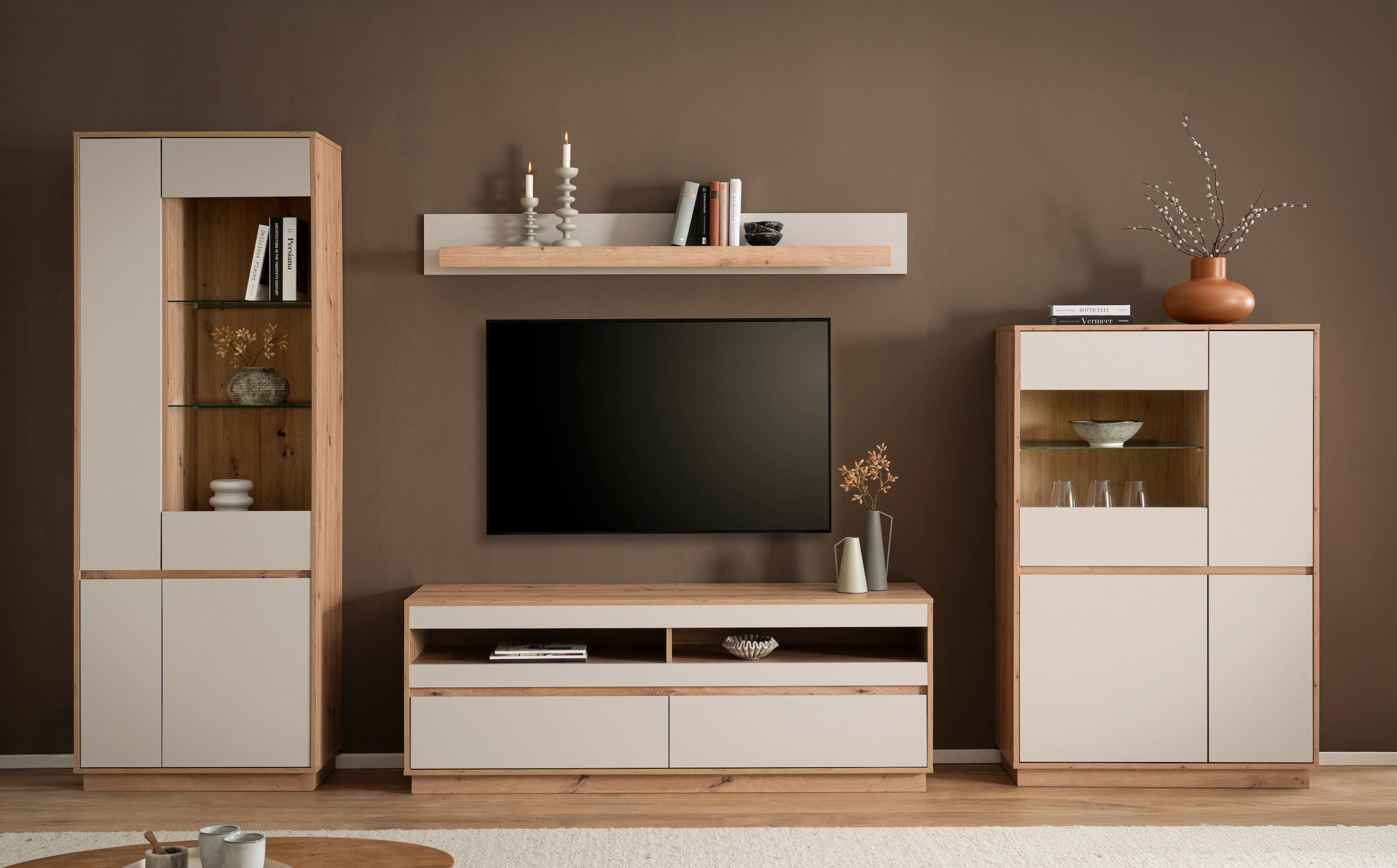 Home affaire Tableau mural »Sonora, modernes Wandregal, Wandhalter mit Ablagefläche, 159 cm breit« vielseitig einsetzbares Hängeregal, in zwei Grössen verfügbar