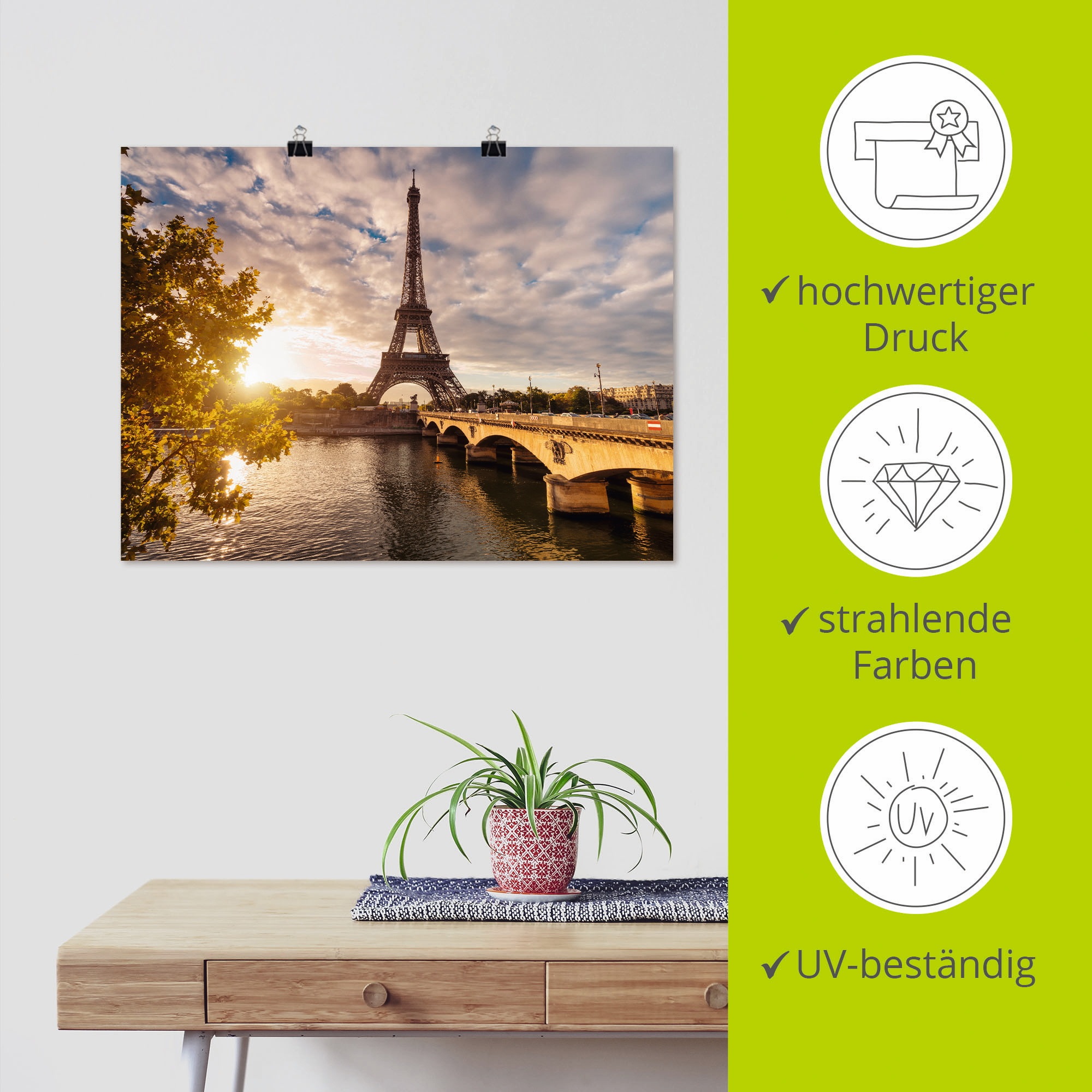 Artland Wandbild »Paris Eiffelturm II« Gebäude 1 Stk. tlg. als Leinwandbild, Poster in verschied. Grössen