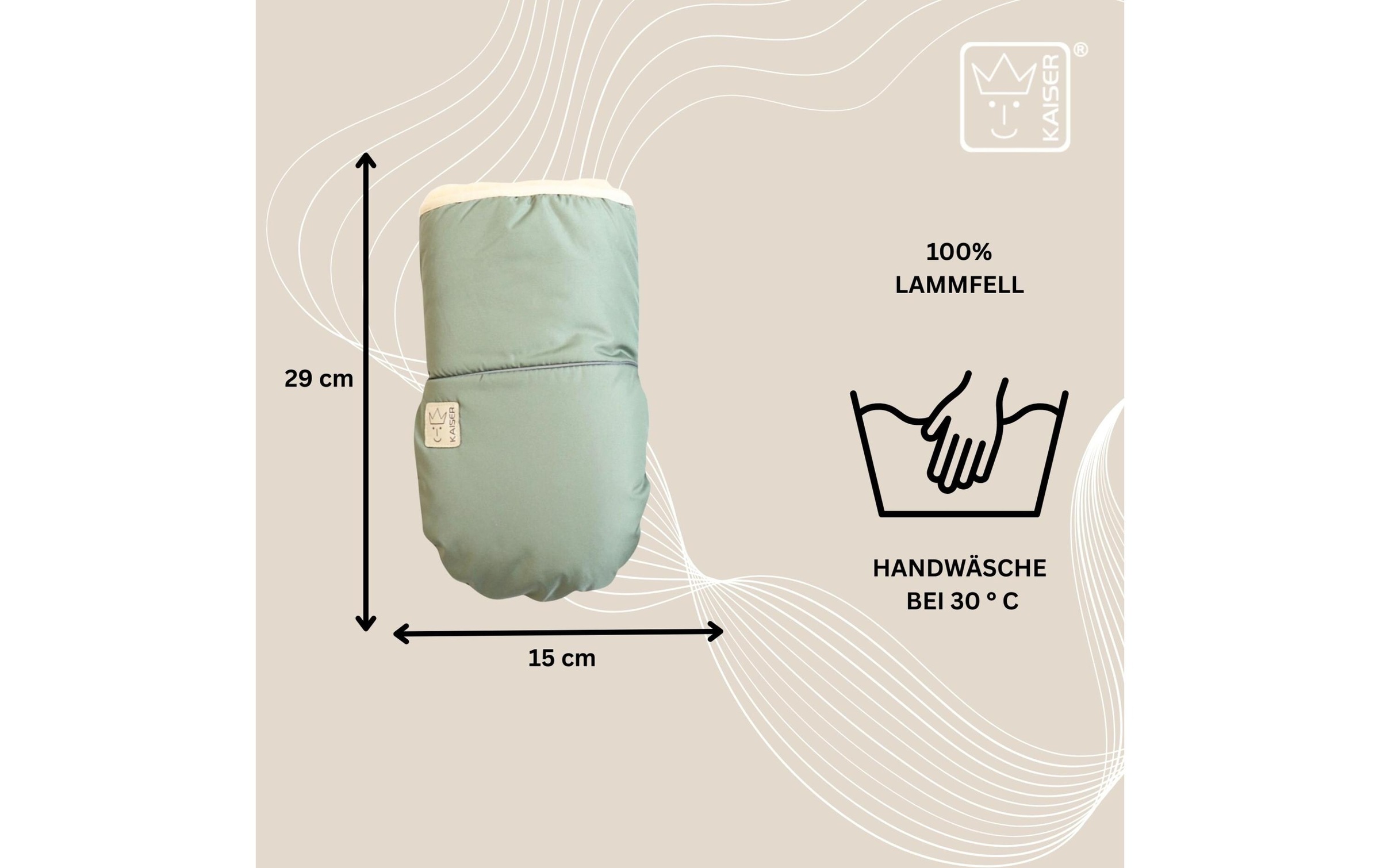 Kaiser Kinderwagen-Handwärmer »Handschuh Reflect Kiwa« Lammfell-Kinderwagenhandschuh