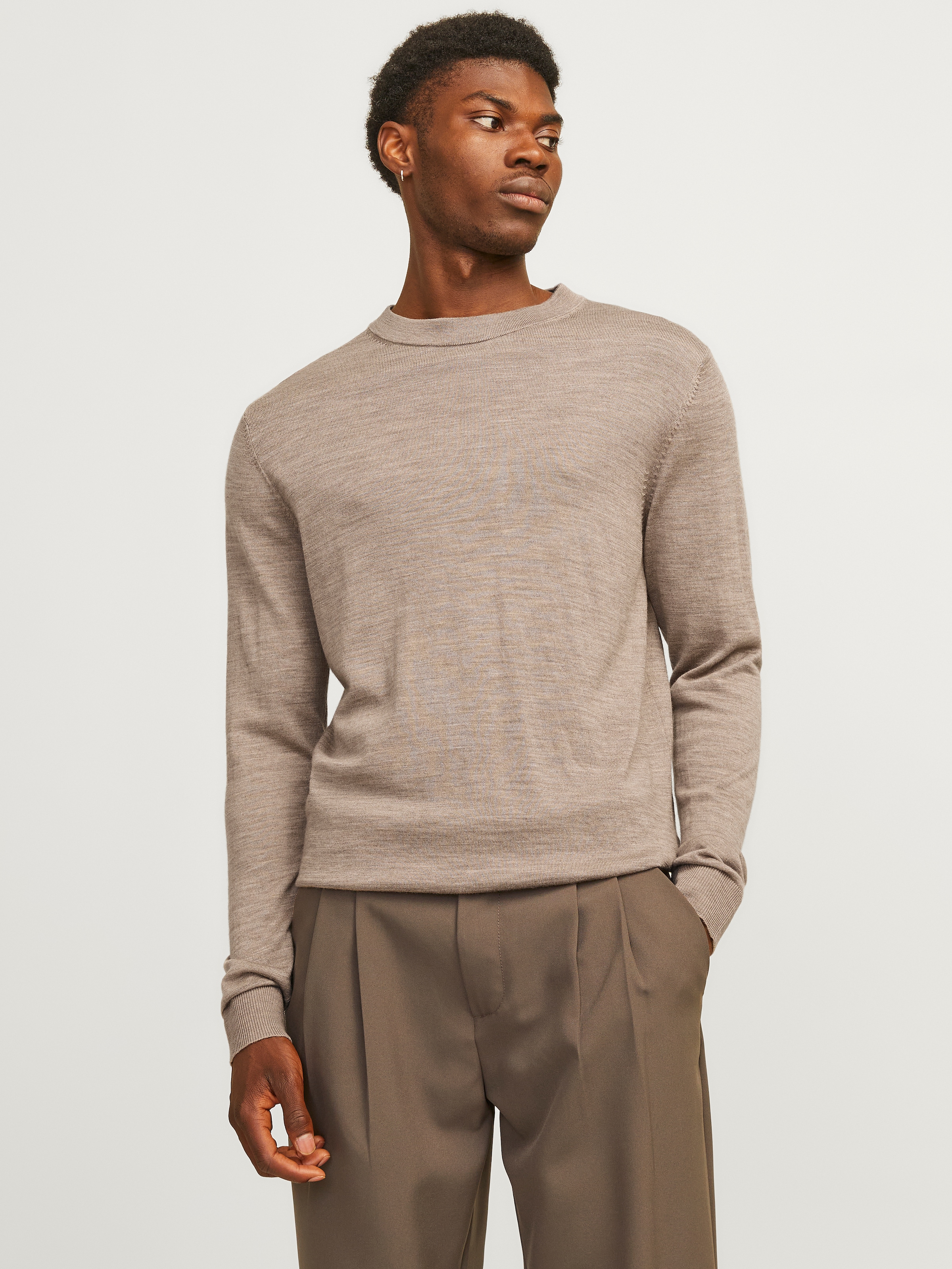 Jack & Jones Pull à col rond »JPRBLAMARK MERINO KNIT CREW NECK LN« Laine, coupe régulière