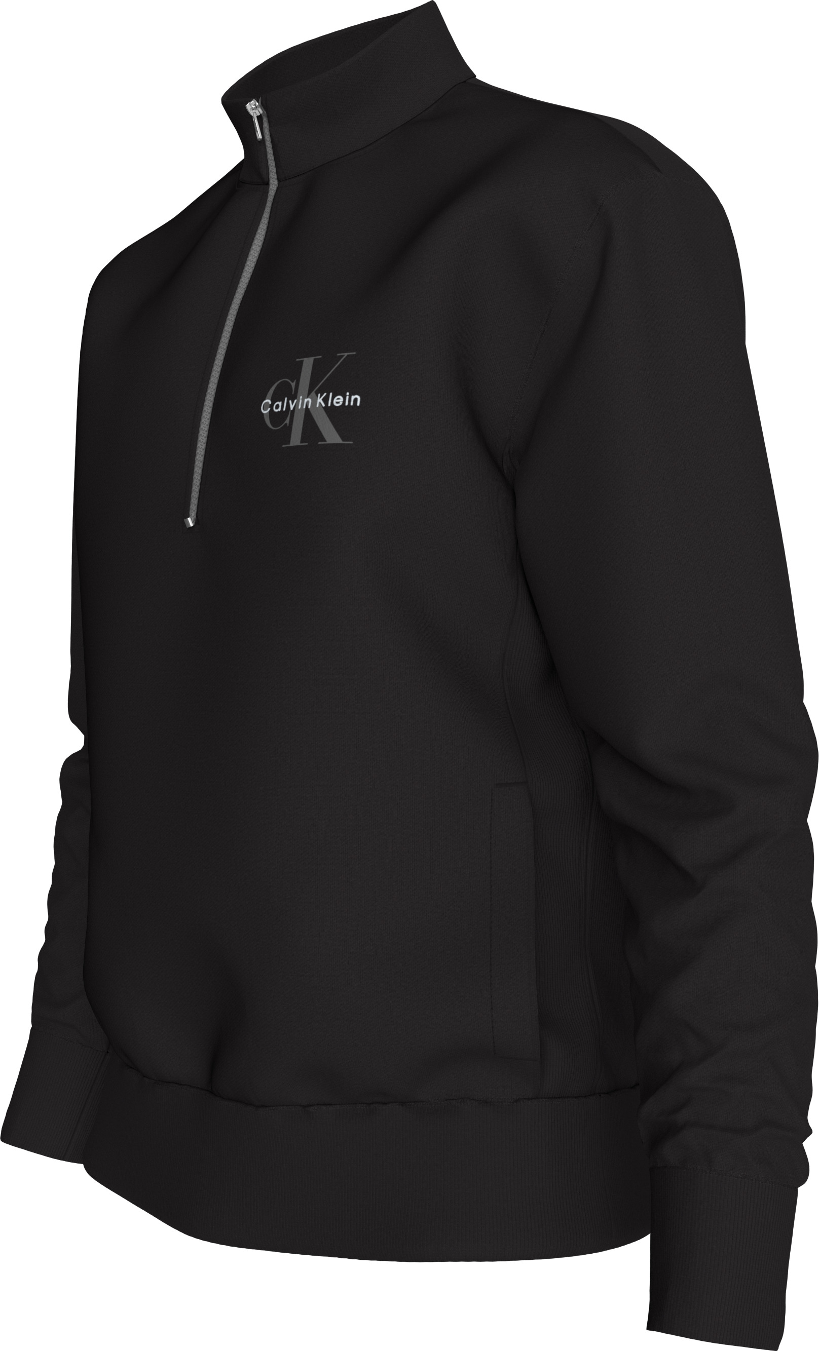 Calvin Klein Jeans Sweatshirt »LS EU 350TERRY MICRO MONOLOGO QT«, Regular fit, Stehkragen und Reissverschluss
