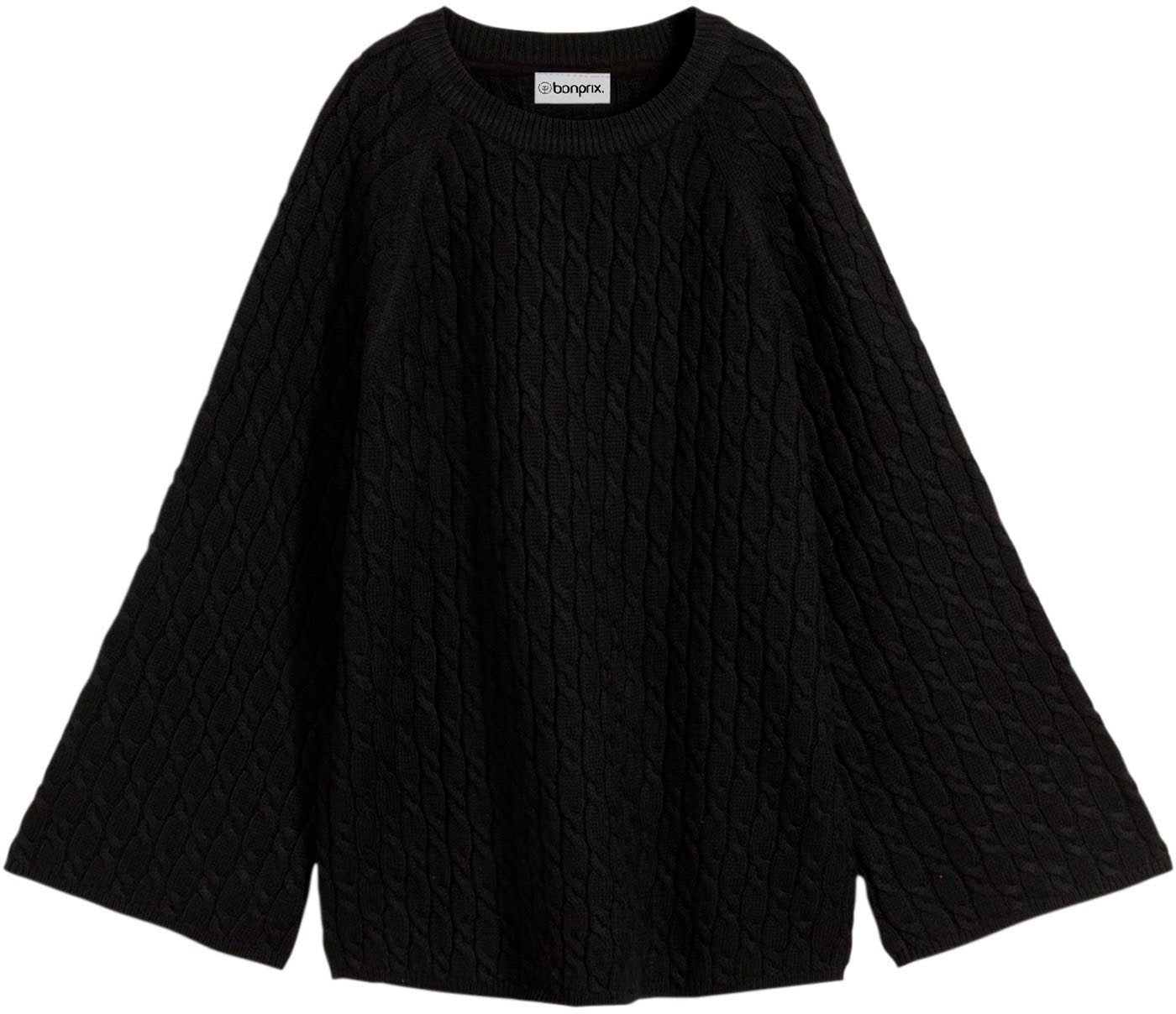 bonprix Pull en tricot »Oversize-Pullover mit Zopfmuster« aus Polyester und Wolle, mit Rundhalsausschnitt, mit Zopfmuster