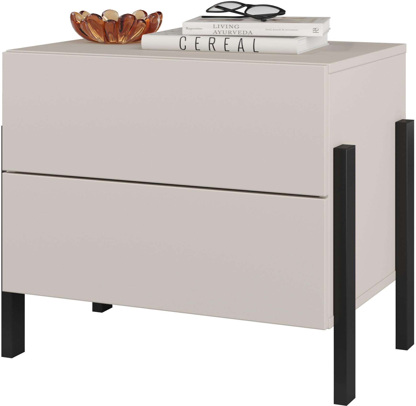 Home affaire Table de nuit »Jukon, Breite 59 cm, moderne Kommode mit zwei Schubladen« Nako mit zwei Schubladen, push to open Funktion