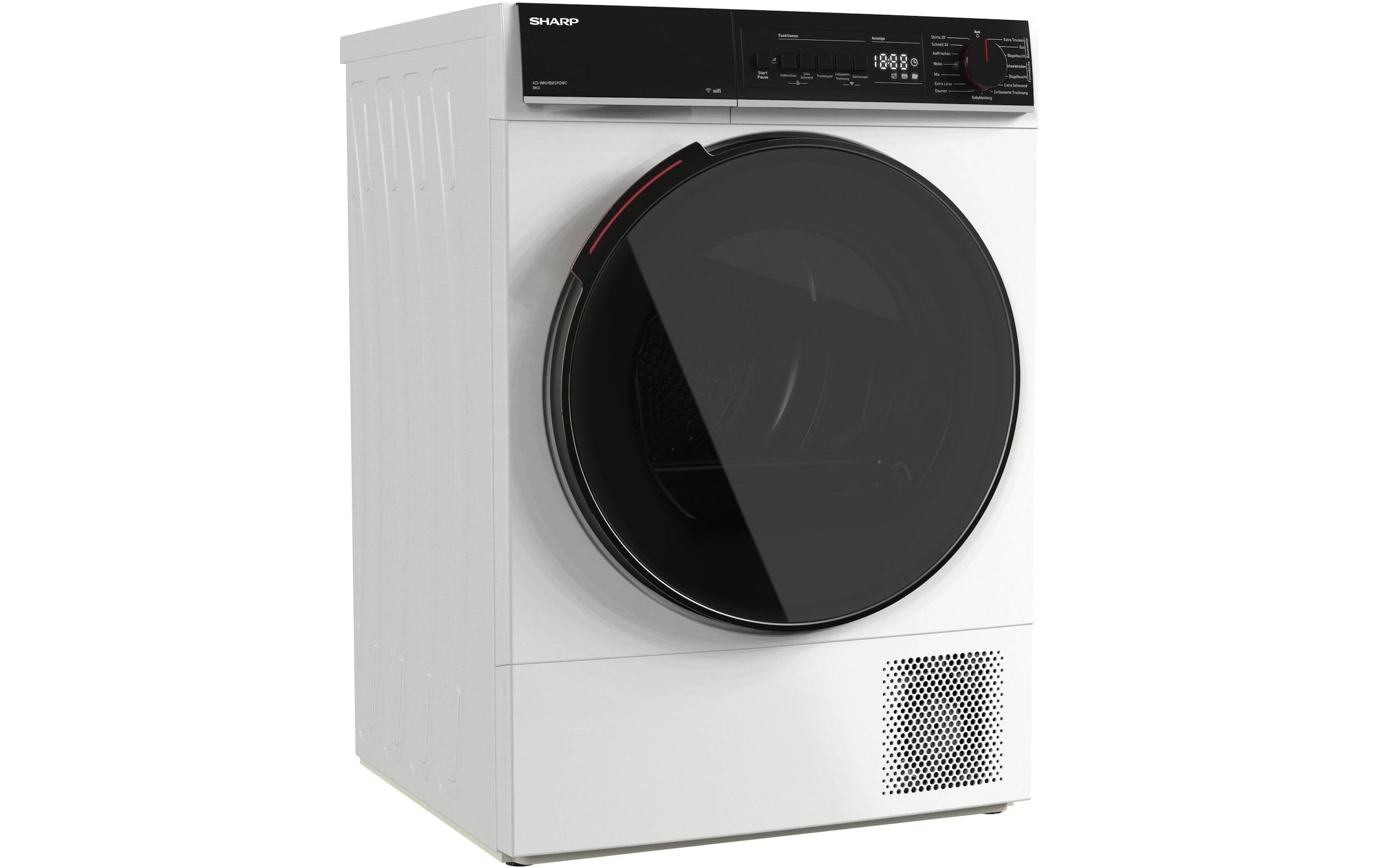 Sharp Sèche-linge à pompe à chaleur »KD-WNHB8S9GWC-DE« 8kg / +WIFI / EEKC / 2 Tasten / XXL-Tür voll-schwarz / Weiss