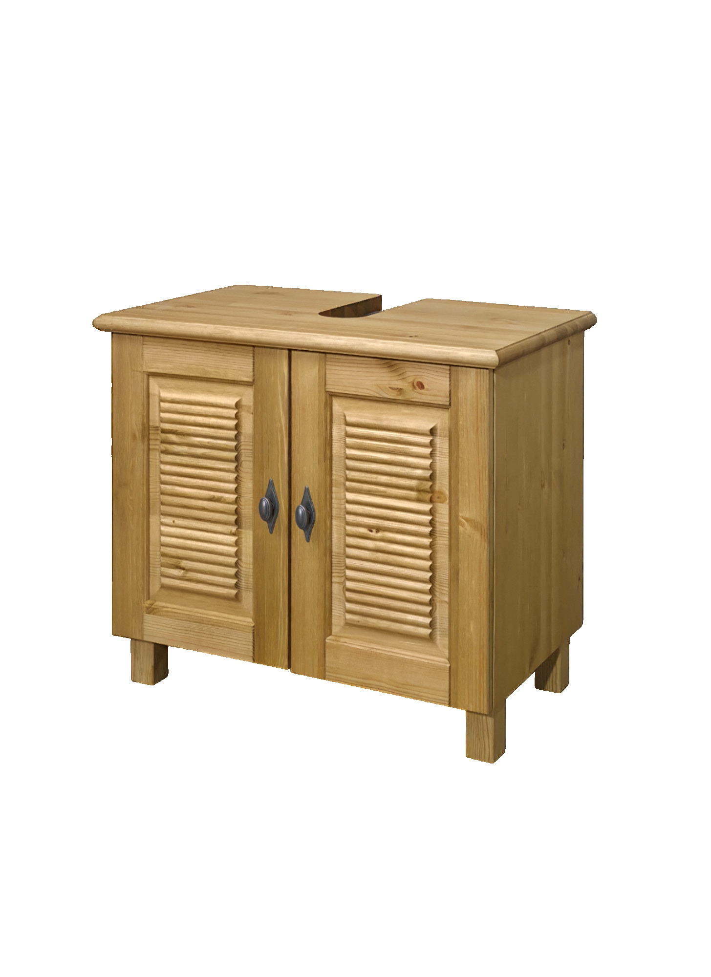 GOODproduct Armoire sous lavabo »Rauna« aus massiver Kiefer, Breite 64 cm, Rillenoptik, made in EU