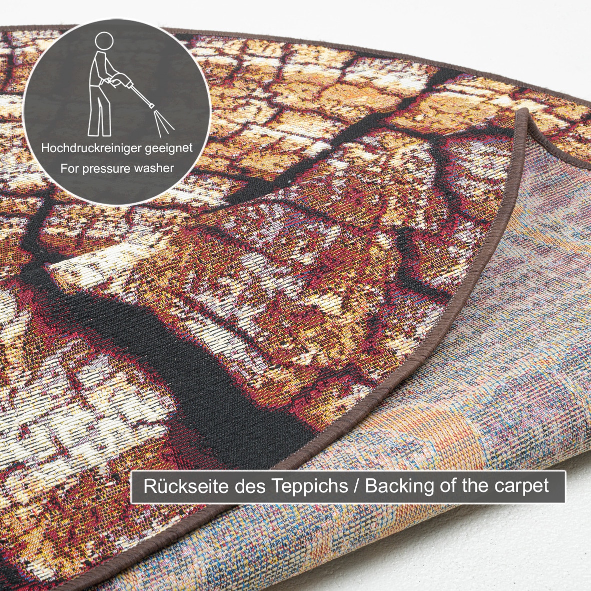 Gino Falcone Tapis »Aurora GF-095« Rond 5 mm Höhe Aspect bois, idéal pour salon et chambre